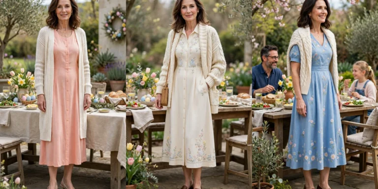25 Women Over 40 Easter Midi Dress Outfits with a Cardigan for Spring That Are Fresh, Chic and Easy to Wear