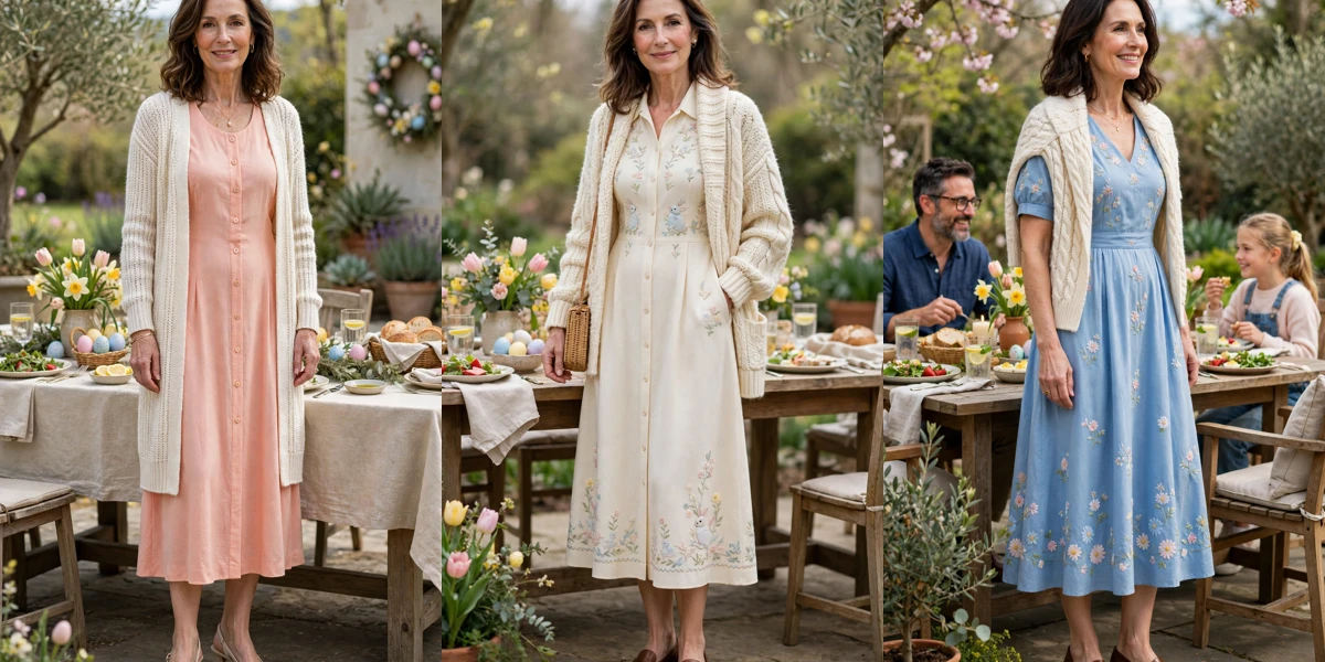 25 Women Over 40 Easter Midi Dress Outfits with a Cardigan for Spring That Are Fresh, Chic and Easy to Wear