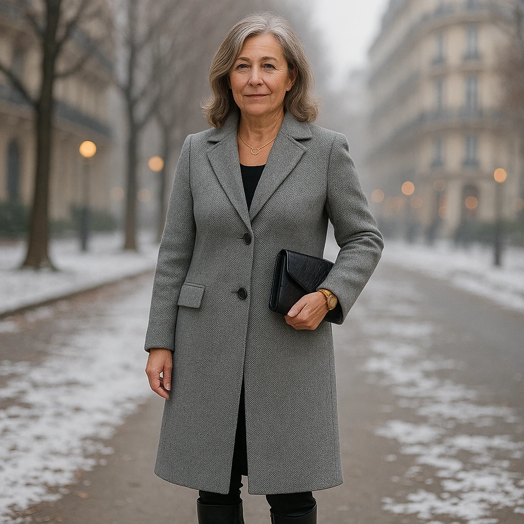 33 Grey Wool Coat Outfits for Women Over 40 for Winter Weekends That Are Cosy, Smart and Effortless 24 Grey Wool Coat with Black Leggings and Black Shoes for a Weekend Park Walk