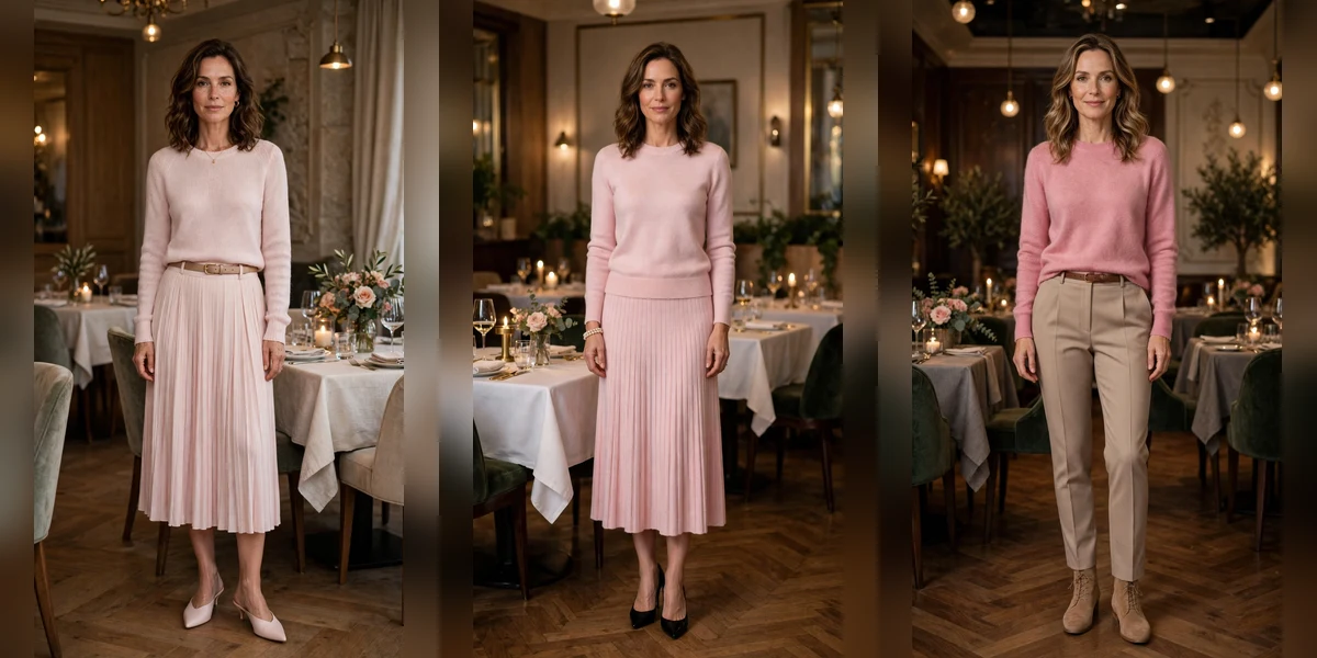 38 Women Over 40 Pink Sweater Outfits for Valentine Weekends That Are Chic, Romantic and Easy to Wear
