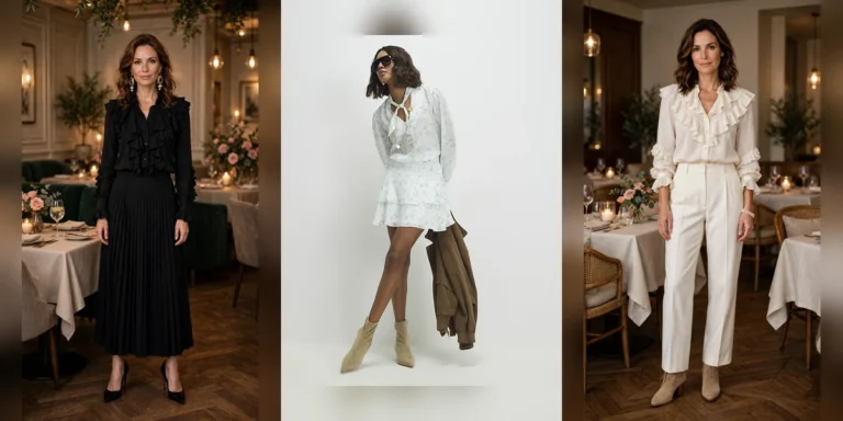 25 Women Over 40 Ruffle Blouse Outfits for Valentine Dinners That Are Chic, Romantic and Easy to Wear