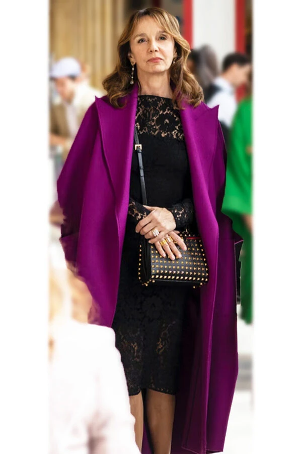 25 Wool Wrap Coat Outfits for Women Over 40 for Winter Weddings That Are Warm, Elegant and Effortlessly Chic 25 Magenta Wool Wrap Coat with a Black Lace Dress and Black Heels for a Winter Wedding Reception