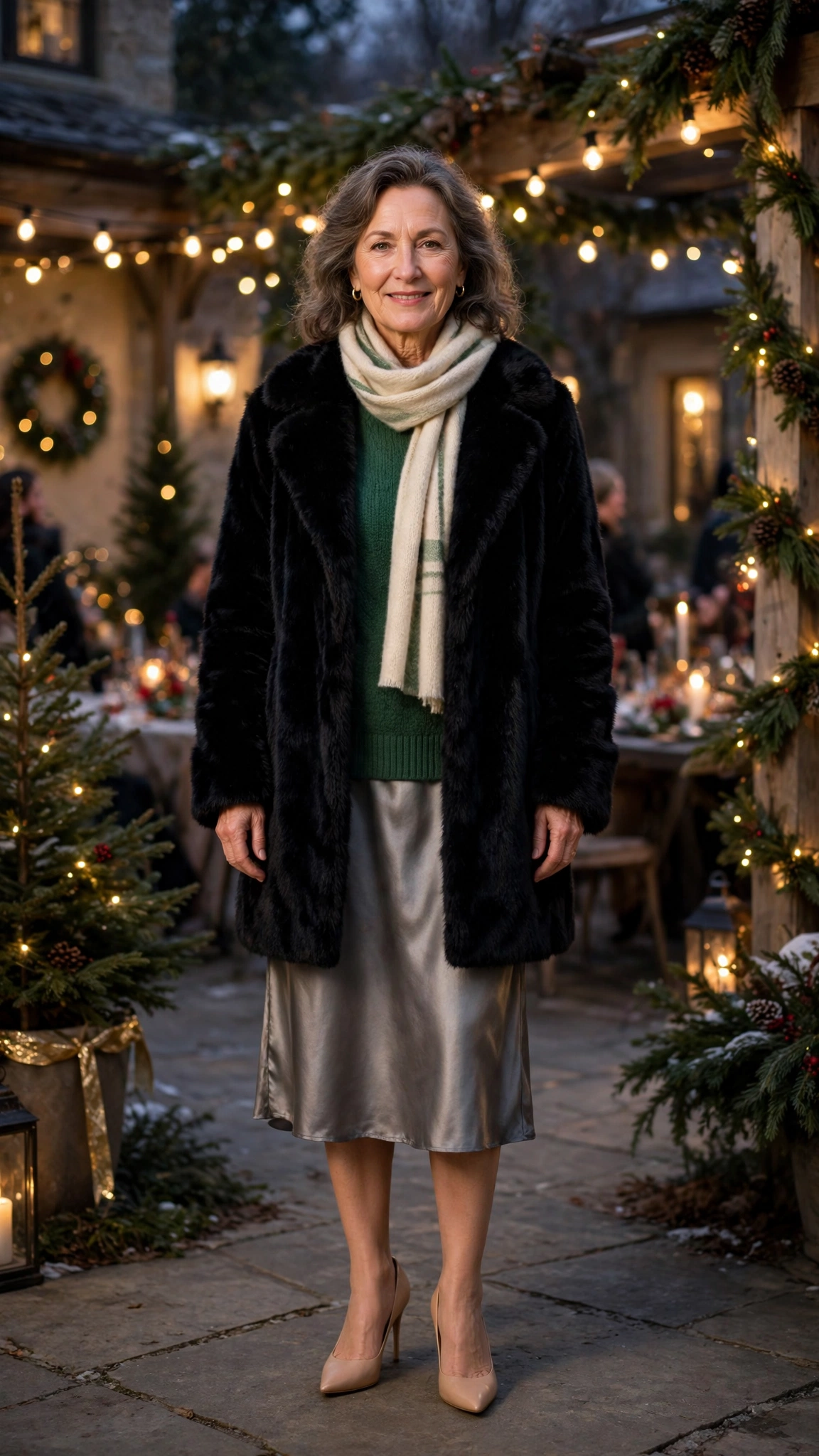 50 Women over 50 black faux fur coat outfits for city nights That Are Chic, Warm and Elegant - idea 10
