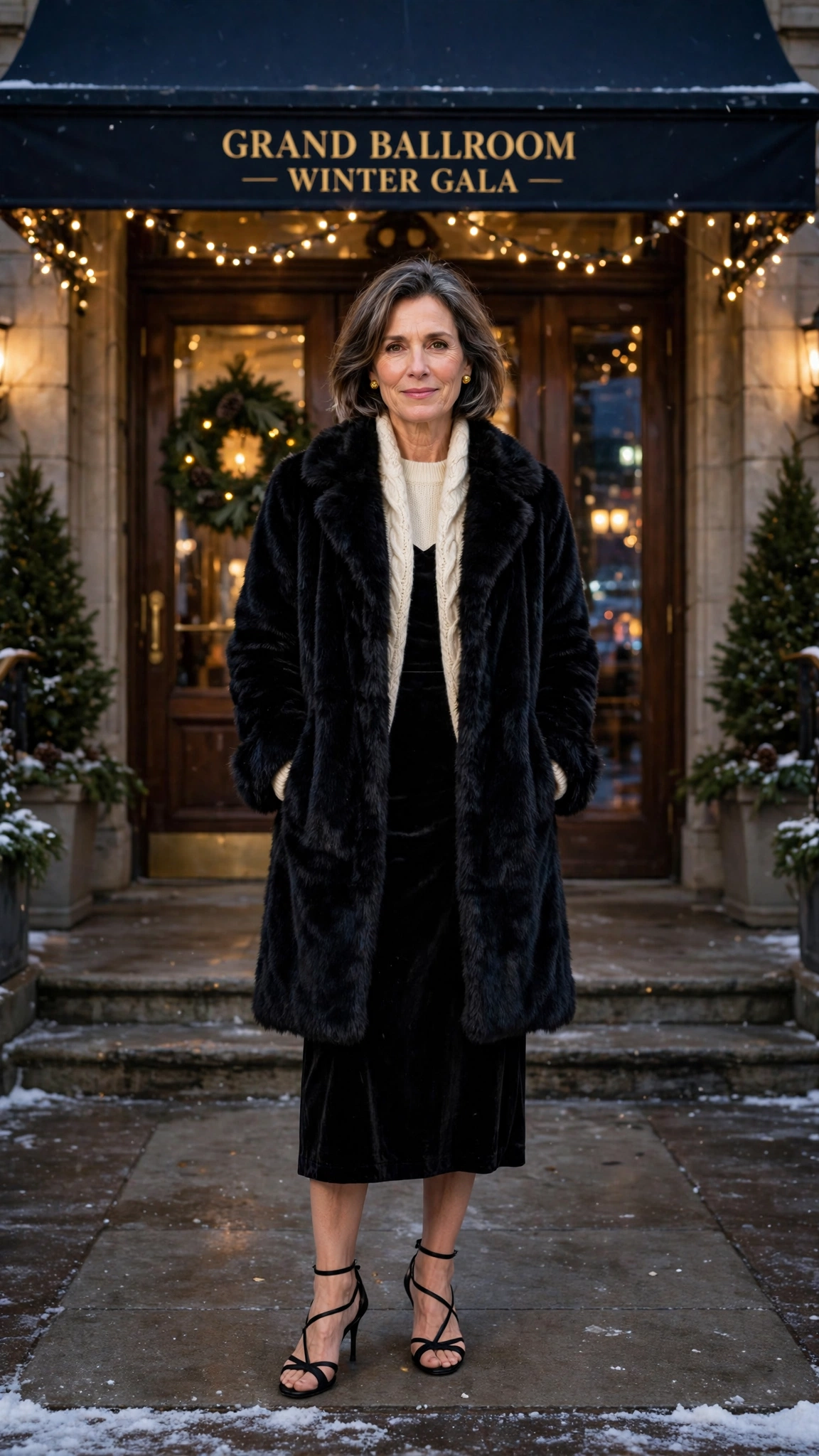 50 Women over 50 black faux fur coat outfits for city nights That Are Chic, Warm and Elegant - idea 13