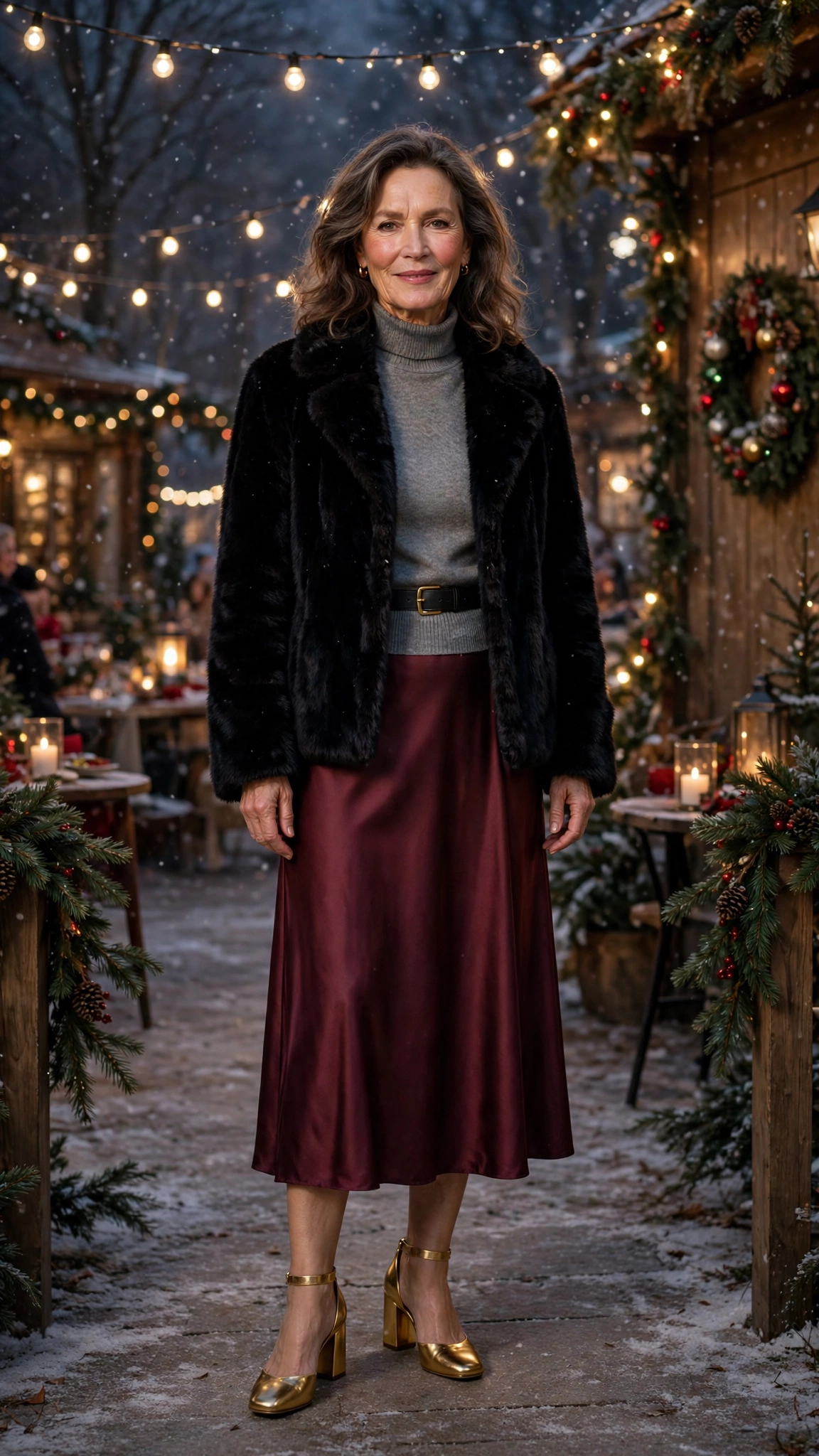 50 Women over 50 black faux fur coat outfits for city nights That Are Chic, Warm and Elegant - idea 16