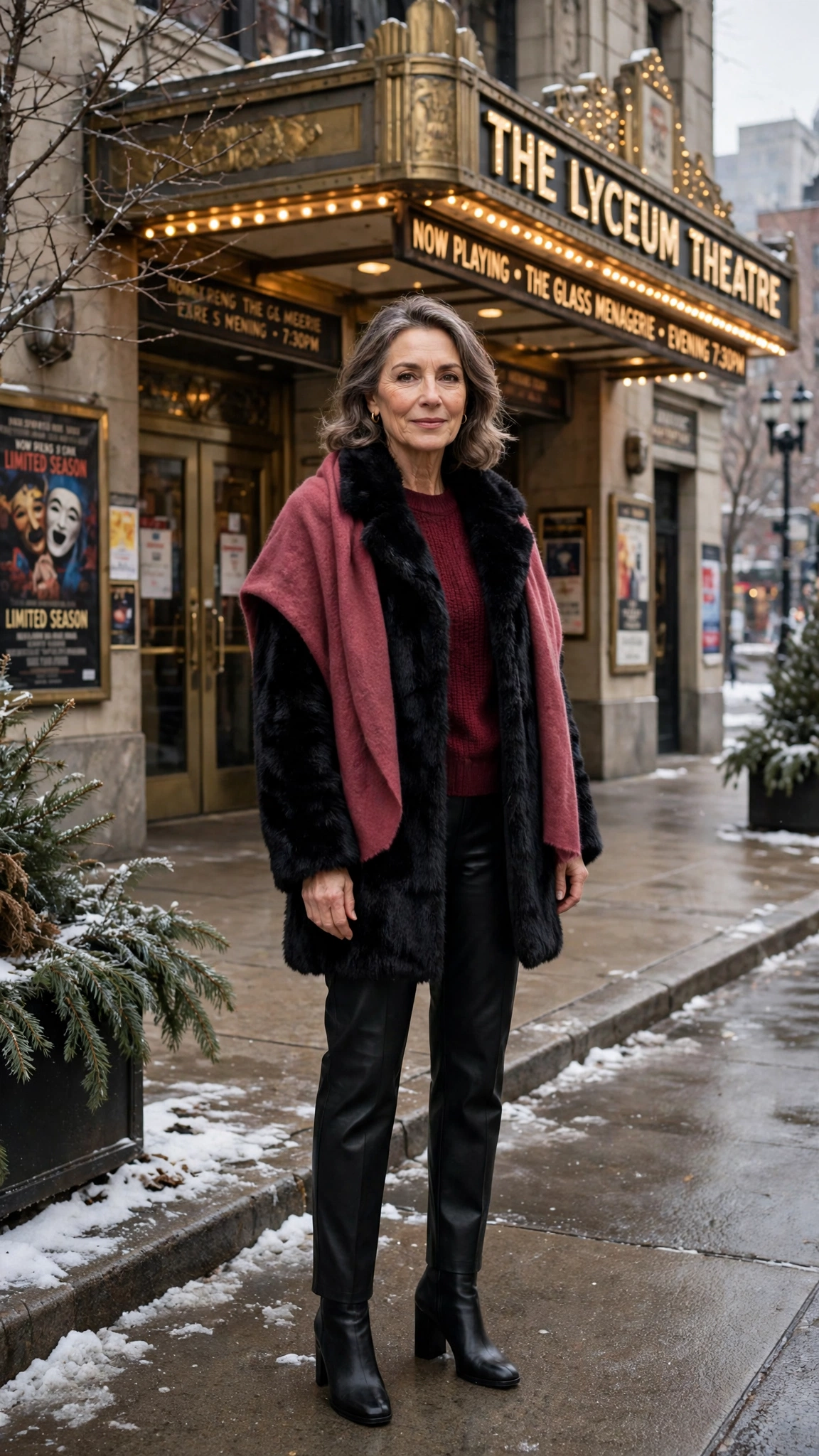 50 Women over 50 black faux fur coat outfits for city nights That Are Chic, Warm and Elegant - idea 17
