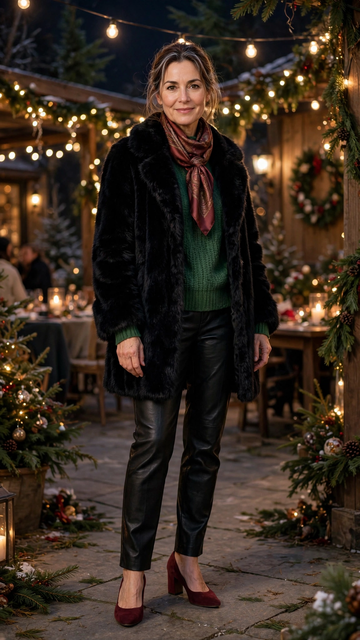 50 Women over 50 black faux fur coat outfits for city nights That Are Chic, Warm and Elegant - idea 22