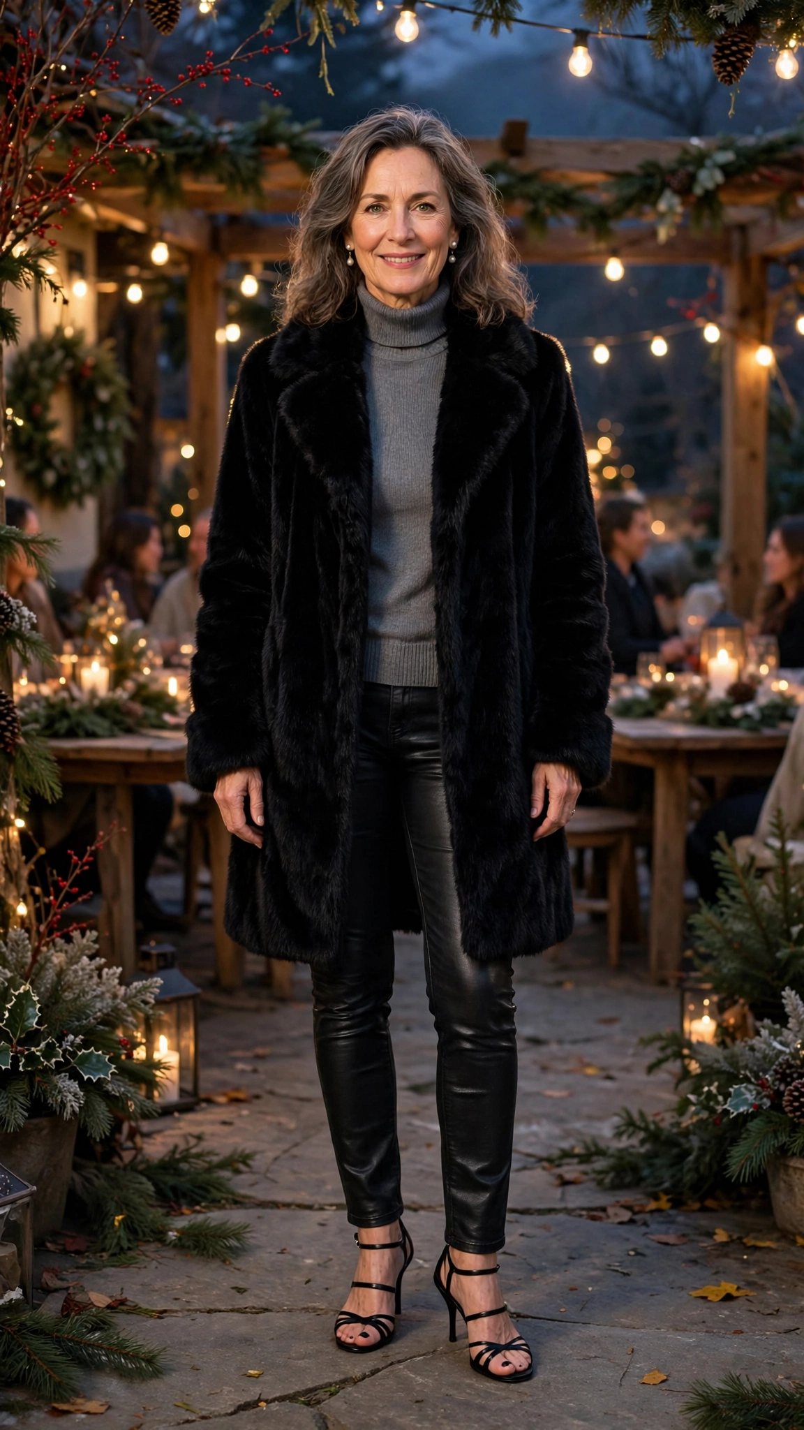 50 Women over 50 black faux fur coat outfits for city nights That Are Chic, Warm and Elegant - idea 28