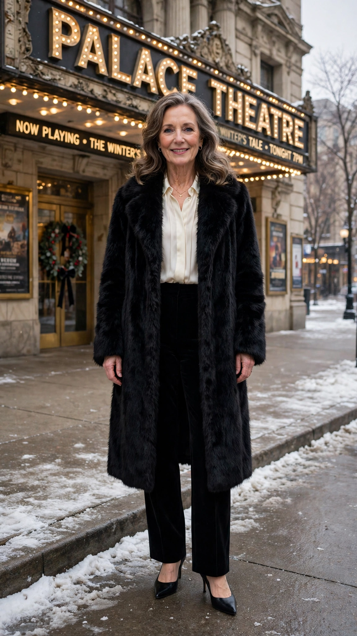 50 Women over 50 black faux fur coat outfits for city nights That Are Chic, Warm and Elegant - idea 35