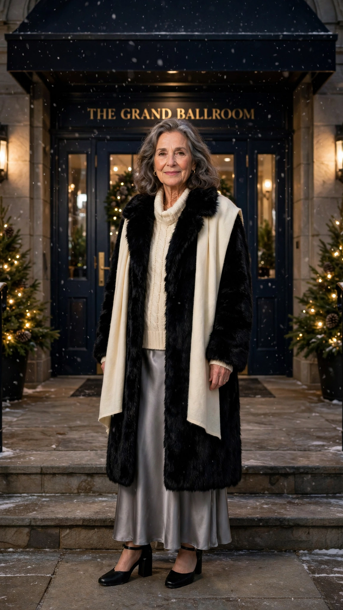 50 Women over 50 black faux fur coat outfits for city nights That Are Chic, Warm and Elegant - idea 37