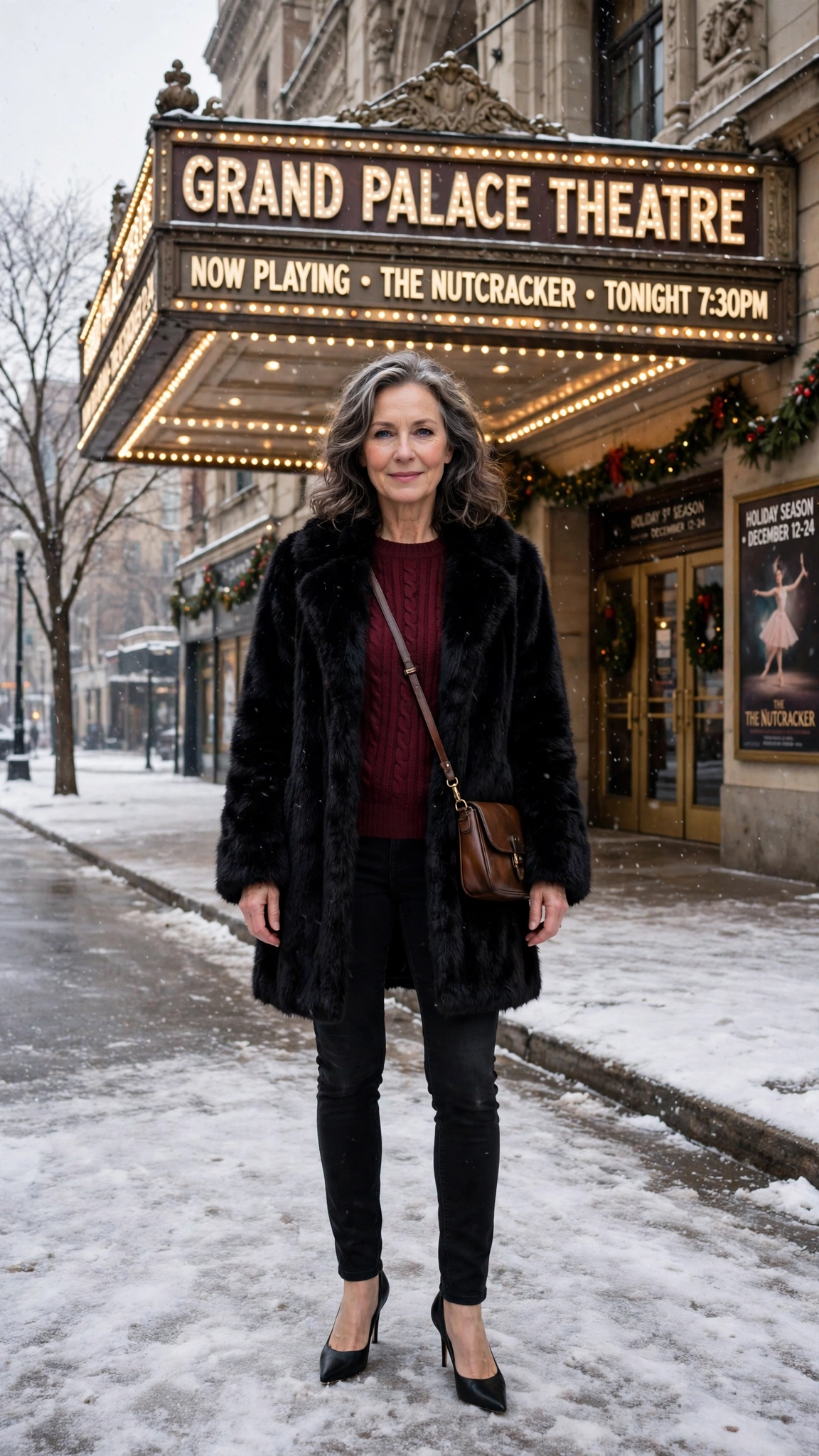 50 Women over 50 black faux fur coat outfits for city nights That Are Chic, Warm and Elegant - idea 41