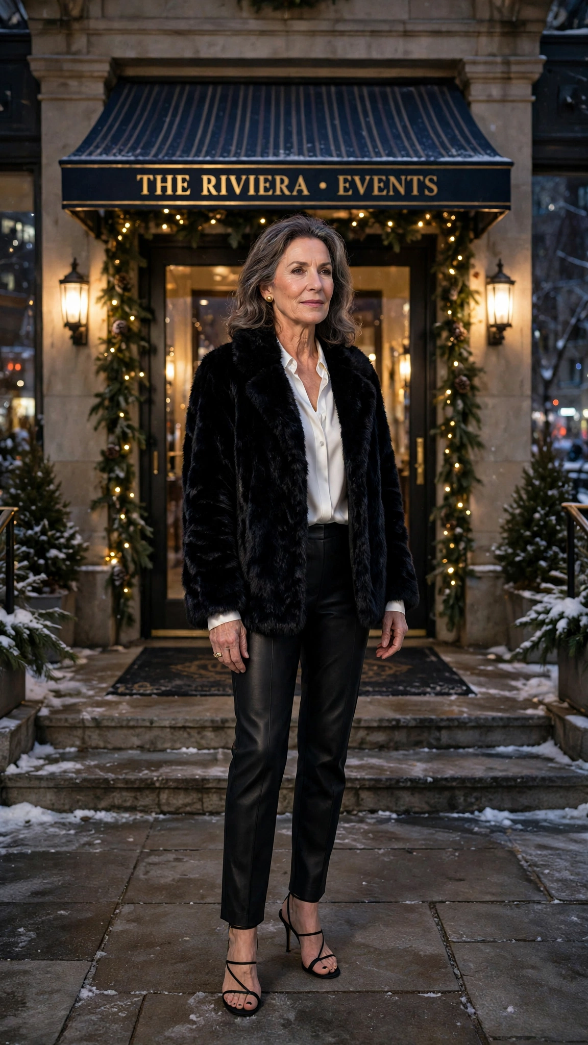 50 Women over 50 black faux fur coat outfits for city nights That Are Chic, Warm and Elegant - idea 43