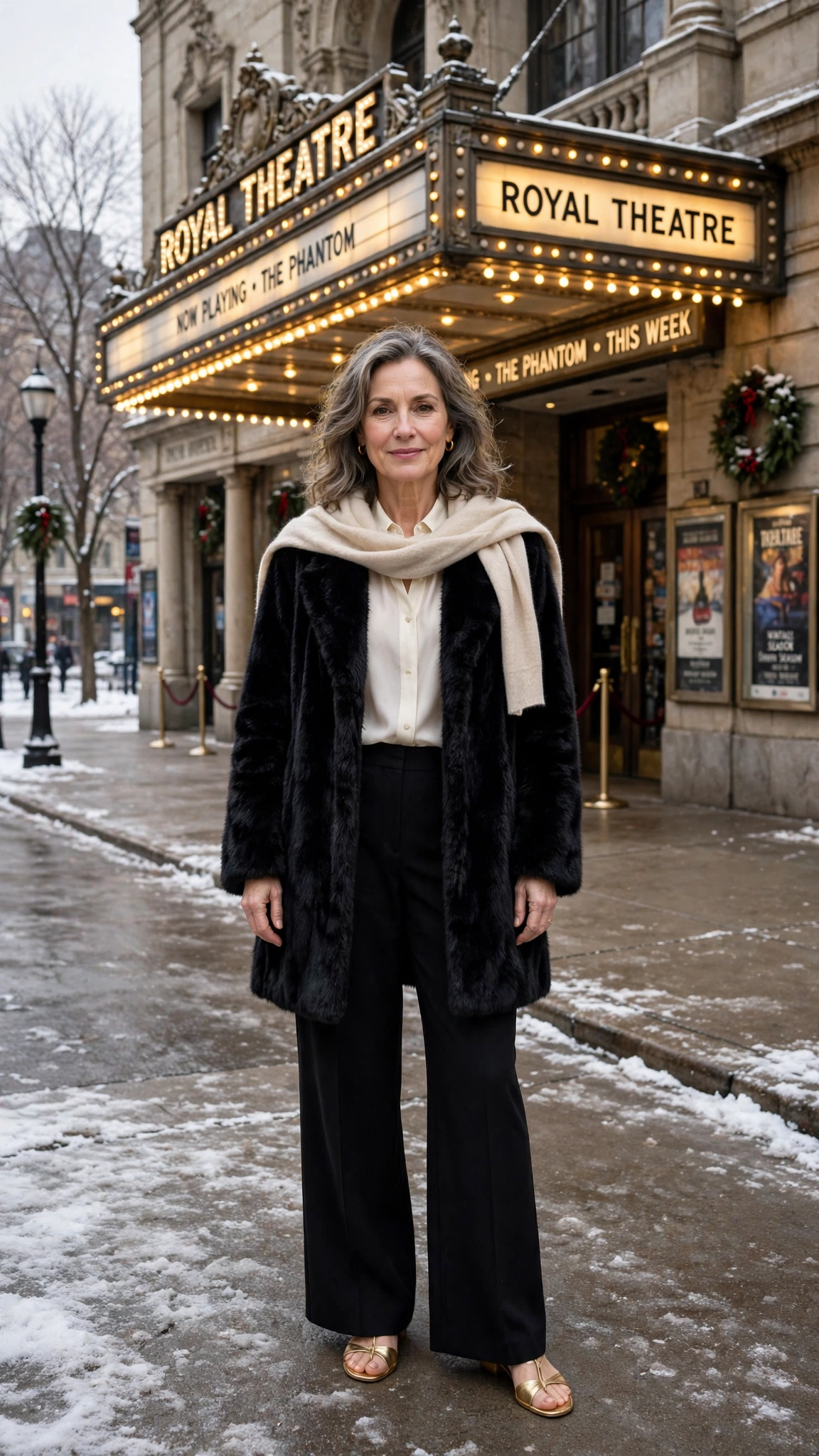 50 Women over 50 black faux fur coat outfits for city nights That Are Chic, Warm and Elegant - idea 47
