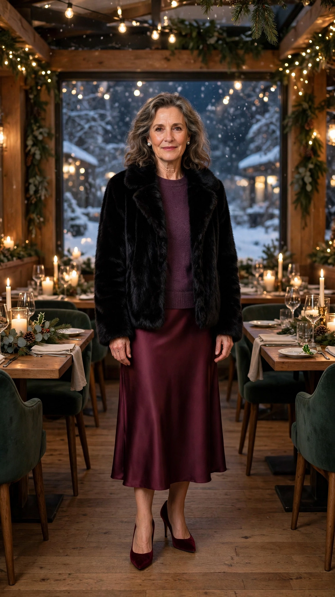 50 Women over 50 black faux fur coat outfits for city nights That Are Chic, Warm and Elegant - idea 48