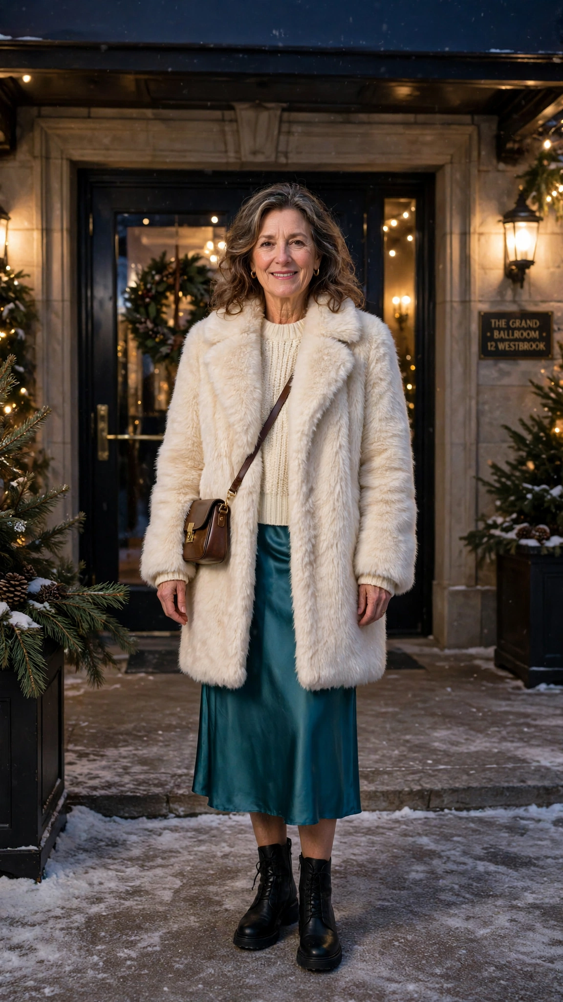 33 Women over 50 cream faux fur coat outfits for winter weddings That Are Chic, Warm and Elegant - idea 1