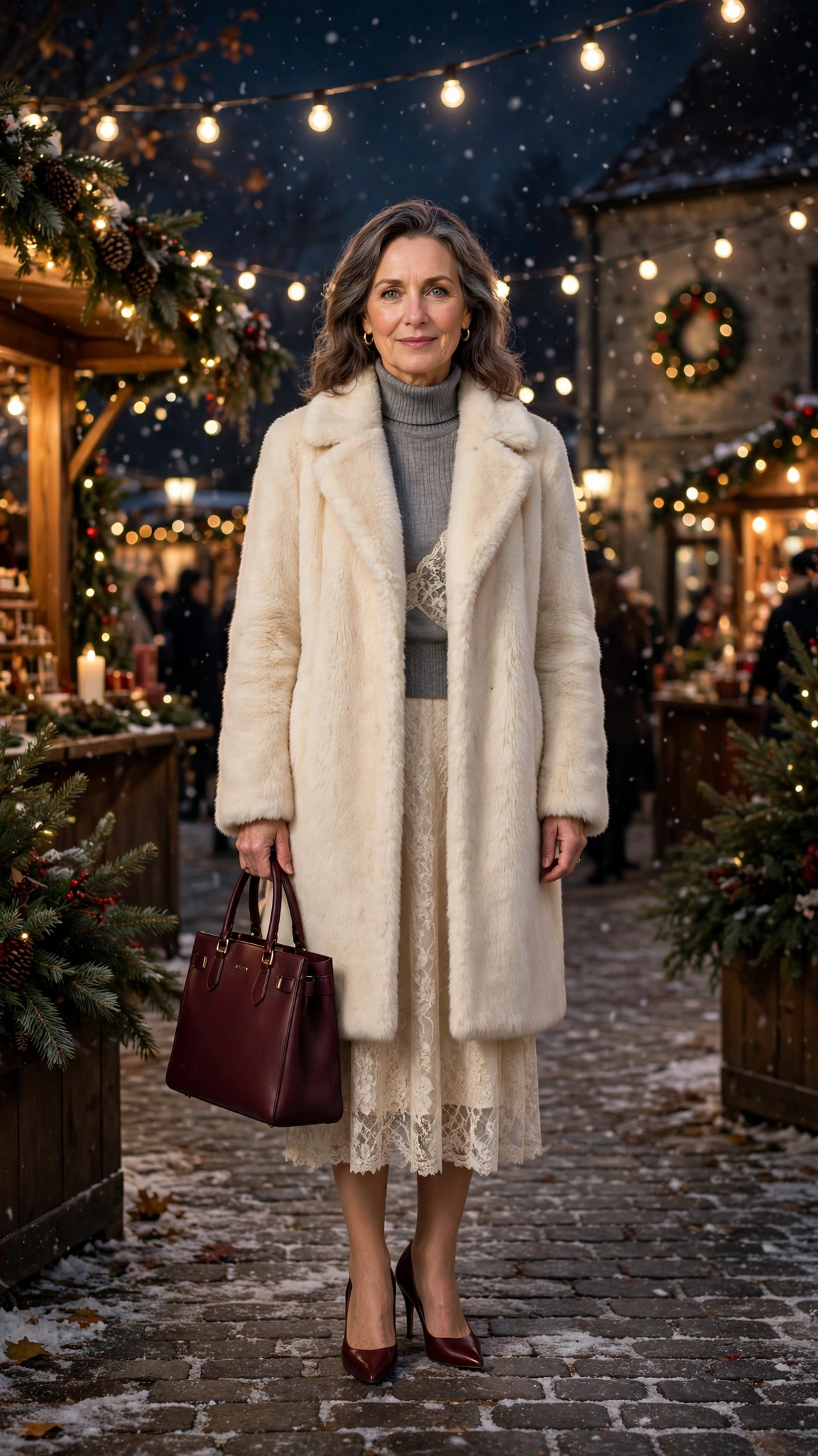 33 Women over 50 cream faux fur coat outfits for winter weddings That Are Chic, Warm and Elegant - idea 4