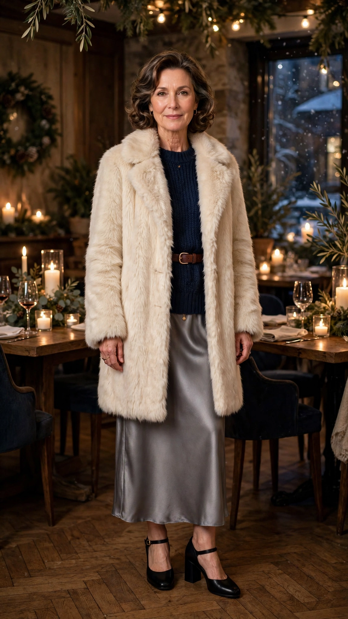 33 Women over 50 cream faux fur coat outfits for winter weddings That Are Chic, Warm and Elegant - idea 6