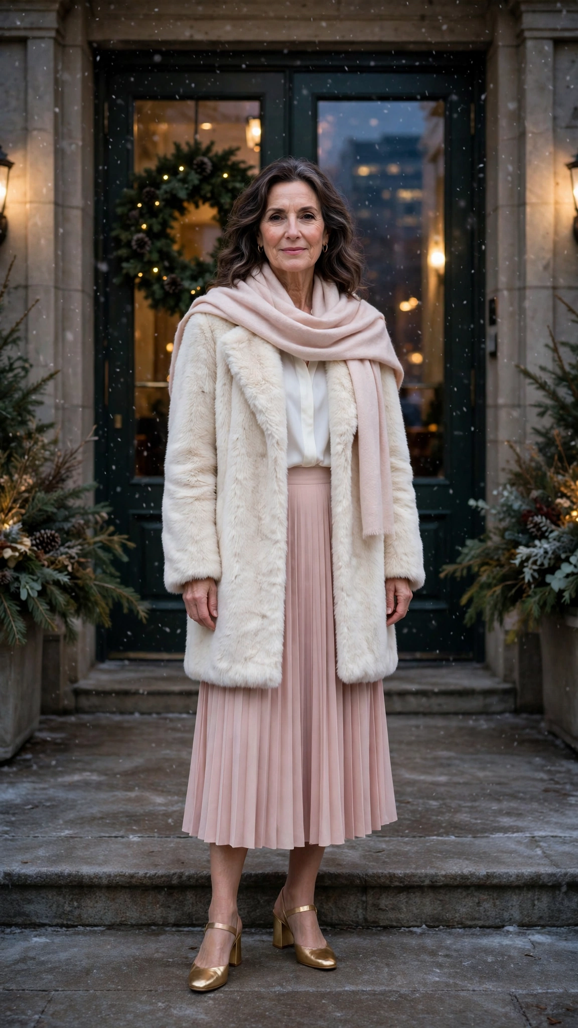 33 Women over 50 cream faux fur coat outfits for winter weddings That Are Chic, Warm and Elegant - idea 7