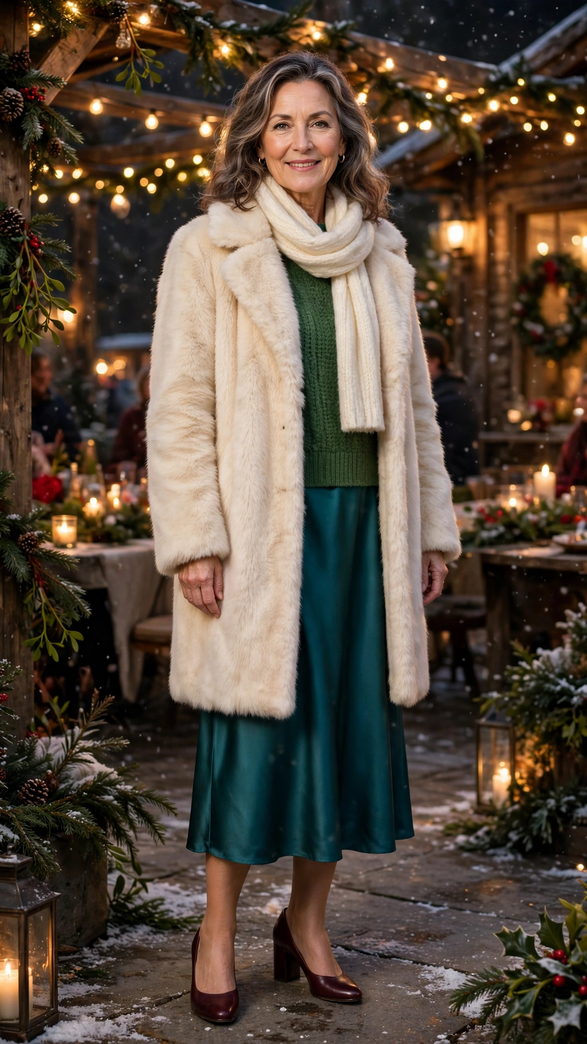 33 Women over 50 cream faux fur coat outfits for winter weddings That Are Chic, Warm and Elegant - idea 10