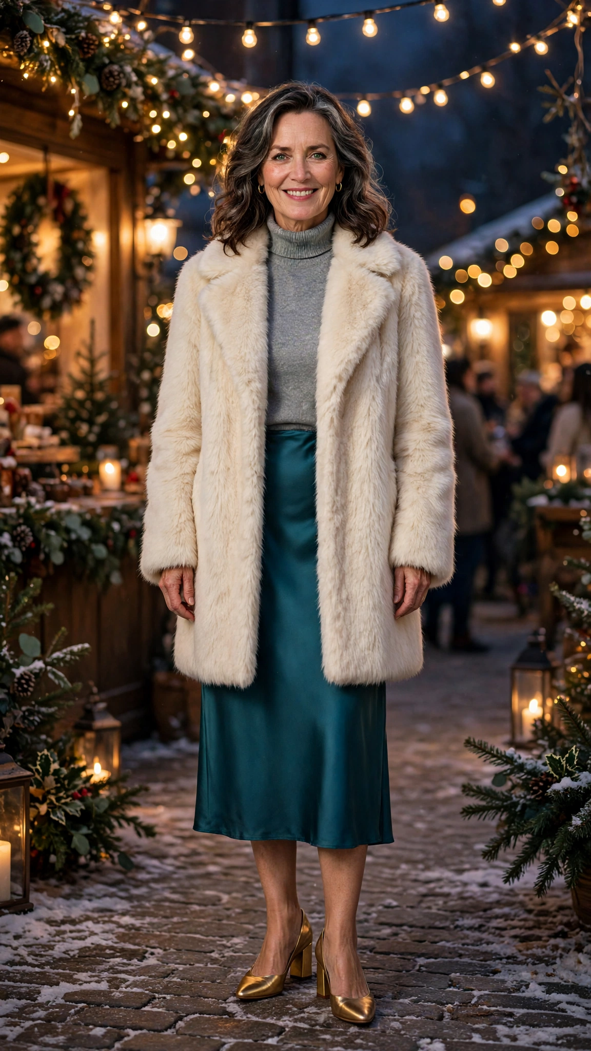 33 Women over 50 cream faux fur coat outfits for winter weddings That Are Chic, Warm and Elegant - idea 16
