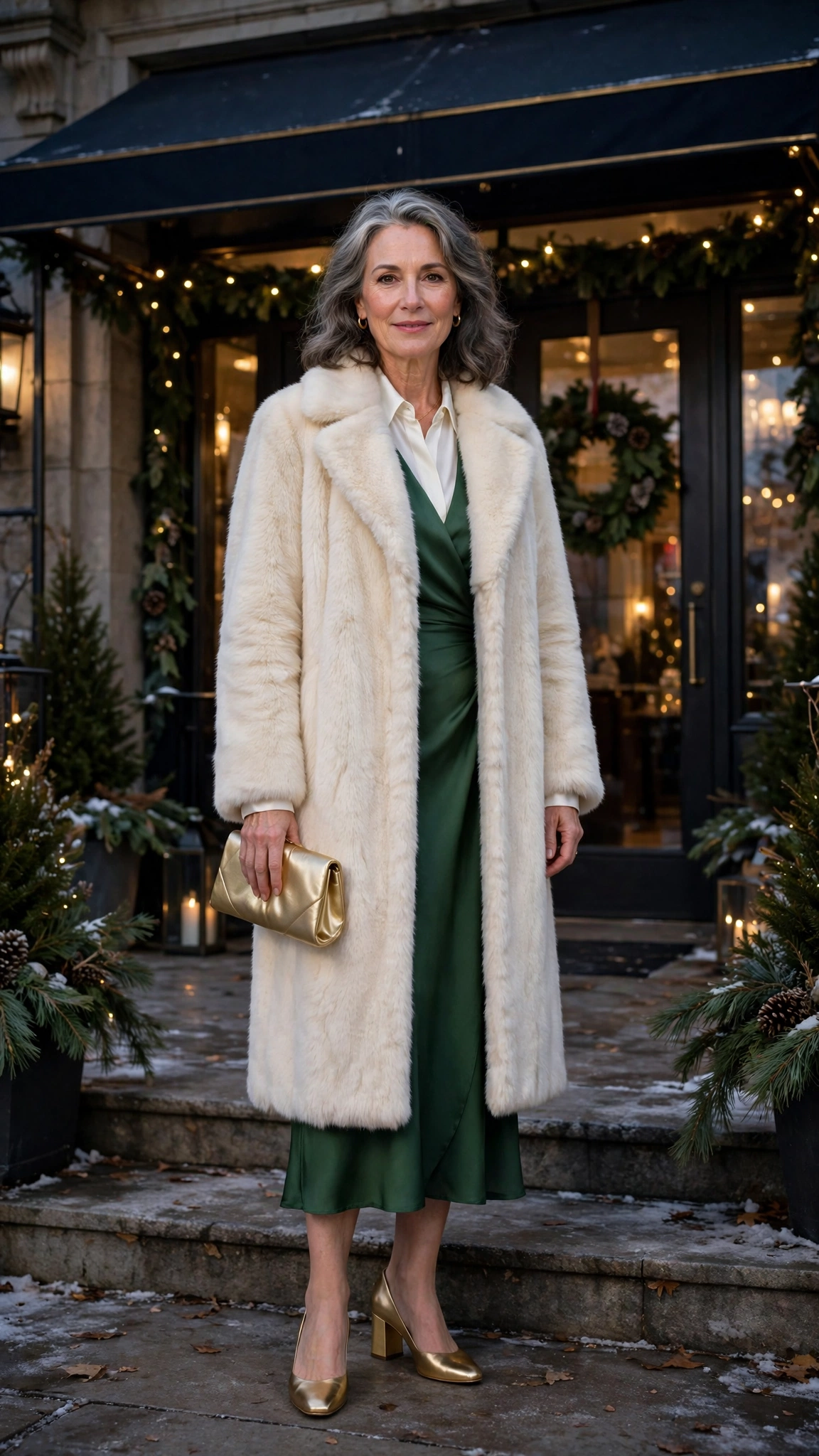 33 Women over 50 cream faux fur coat outfits for winter weddings That Are Chic, Warm and Elegant - idea 19