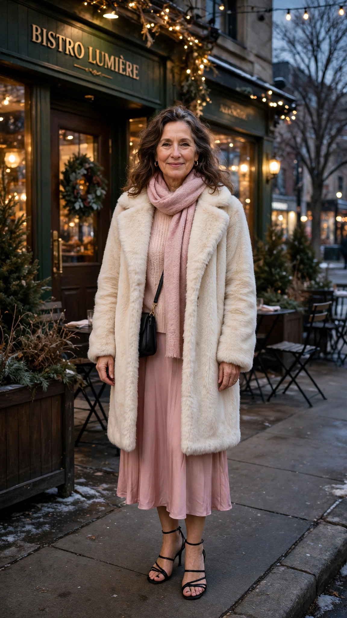 33 Women over 50 cream faux fur coat outfits for winter weddings That Are Chic, Warm and Elegant - idea 20