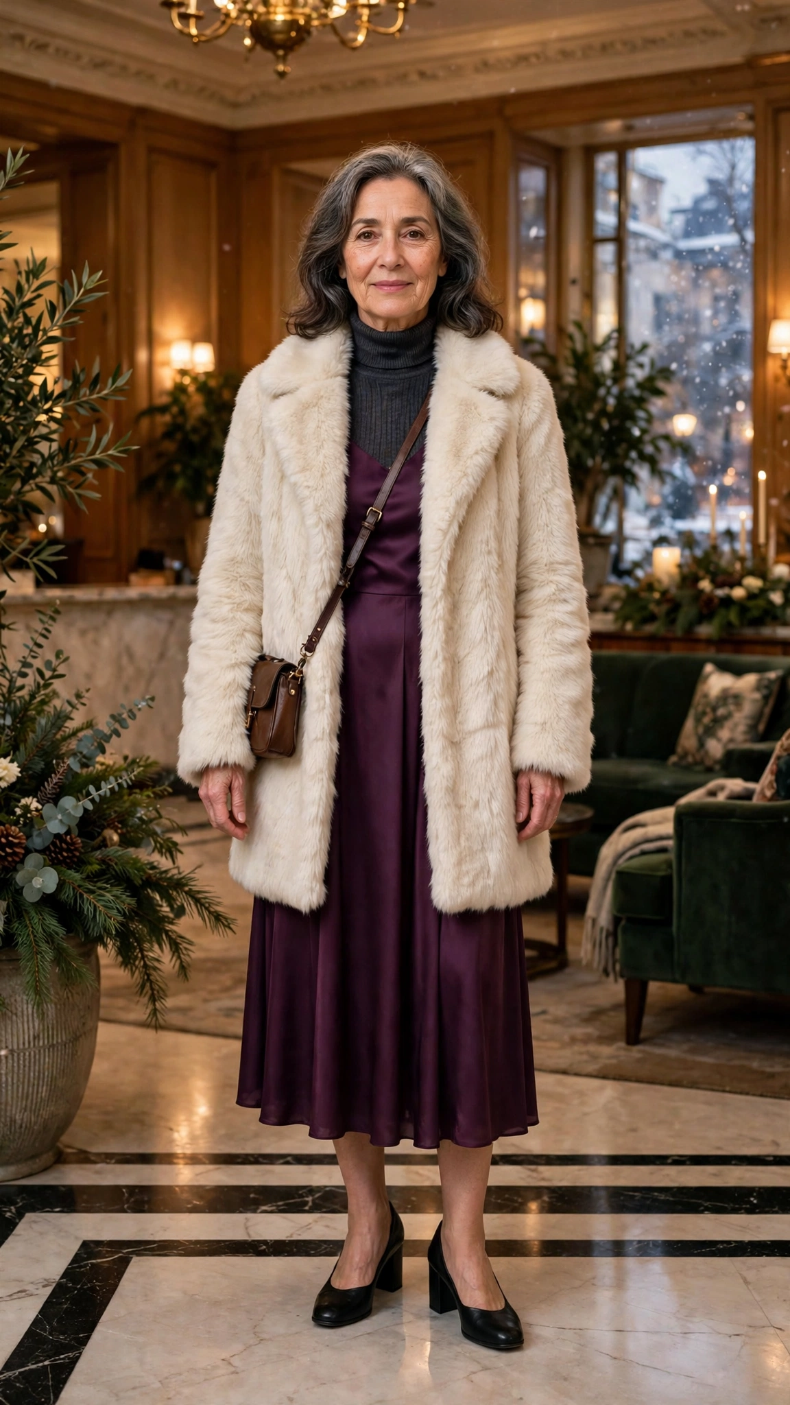 33 Women over 50 cream faux fur coat outfits for winter weddings That Are Chic, Warm and Elegant - idea 21
