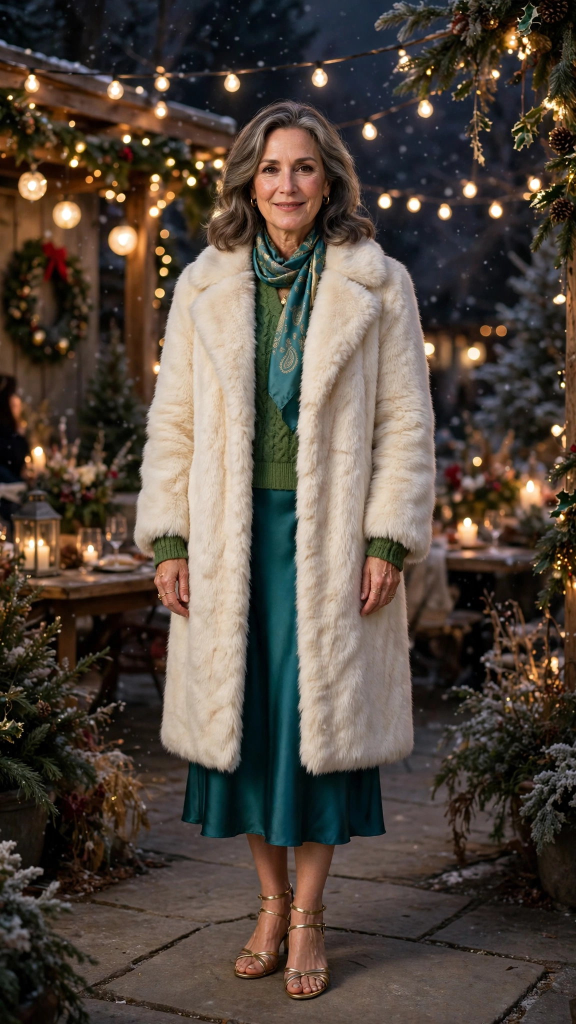 33 Women over 50 cream faux fur coat outfits for winter weddings That Are Chic, Warm and Elegant - idea 22