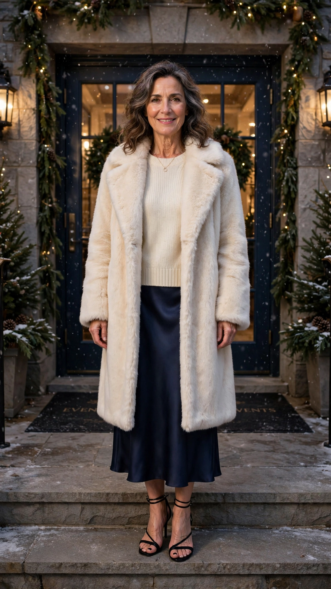 33 Women over 50 cream faux fur coat outfits for winter weddings That Are Chic, Warm and Elegant - idea 25