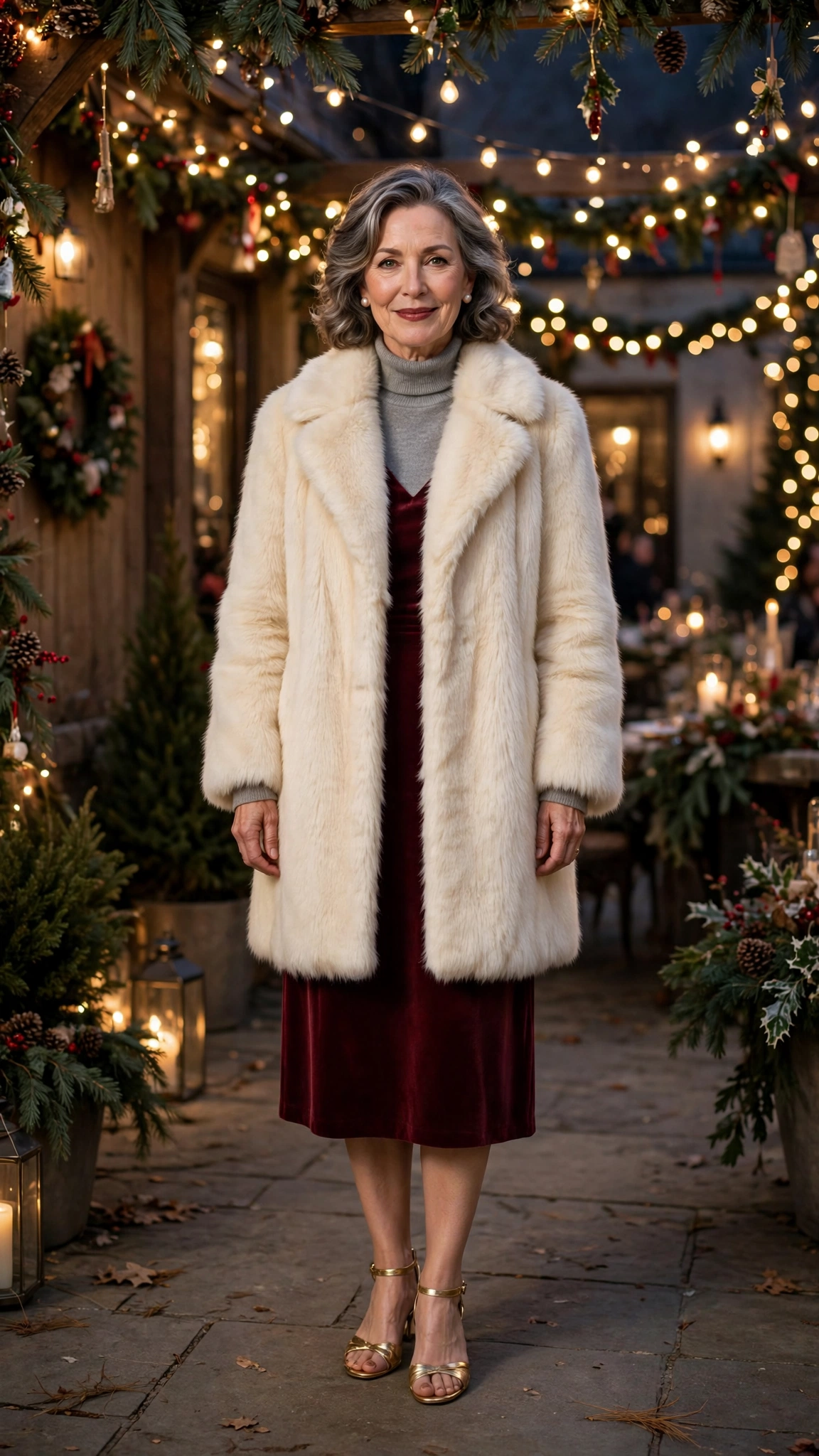 33 Women over 50 cream faux fur coat outfits for winter weddings That Are Chic, Warm and Elegant - idea 28