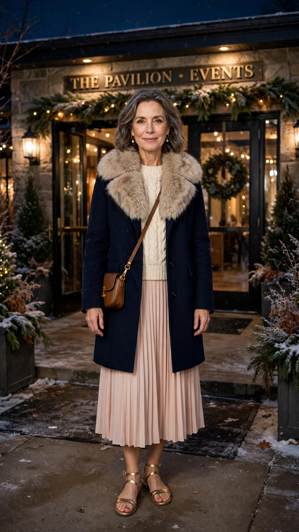 20 Women over 50 faux fur collar coat outfits for evening events That Are Chic, Warm and Elegant - idea 1