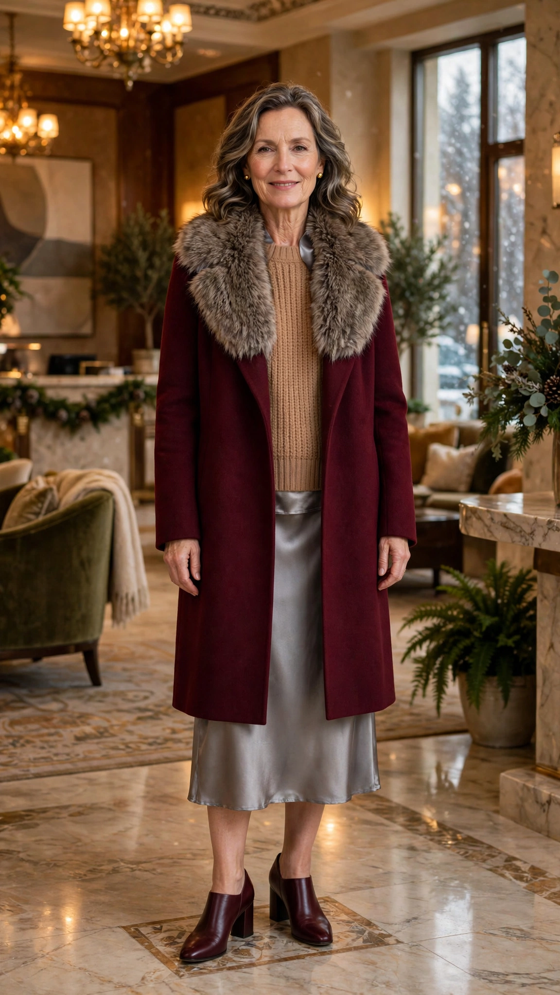 20 Women over 50 faux fur collar coat outfits for evening events That Are Chic, Warm and Elegant - idea 3
