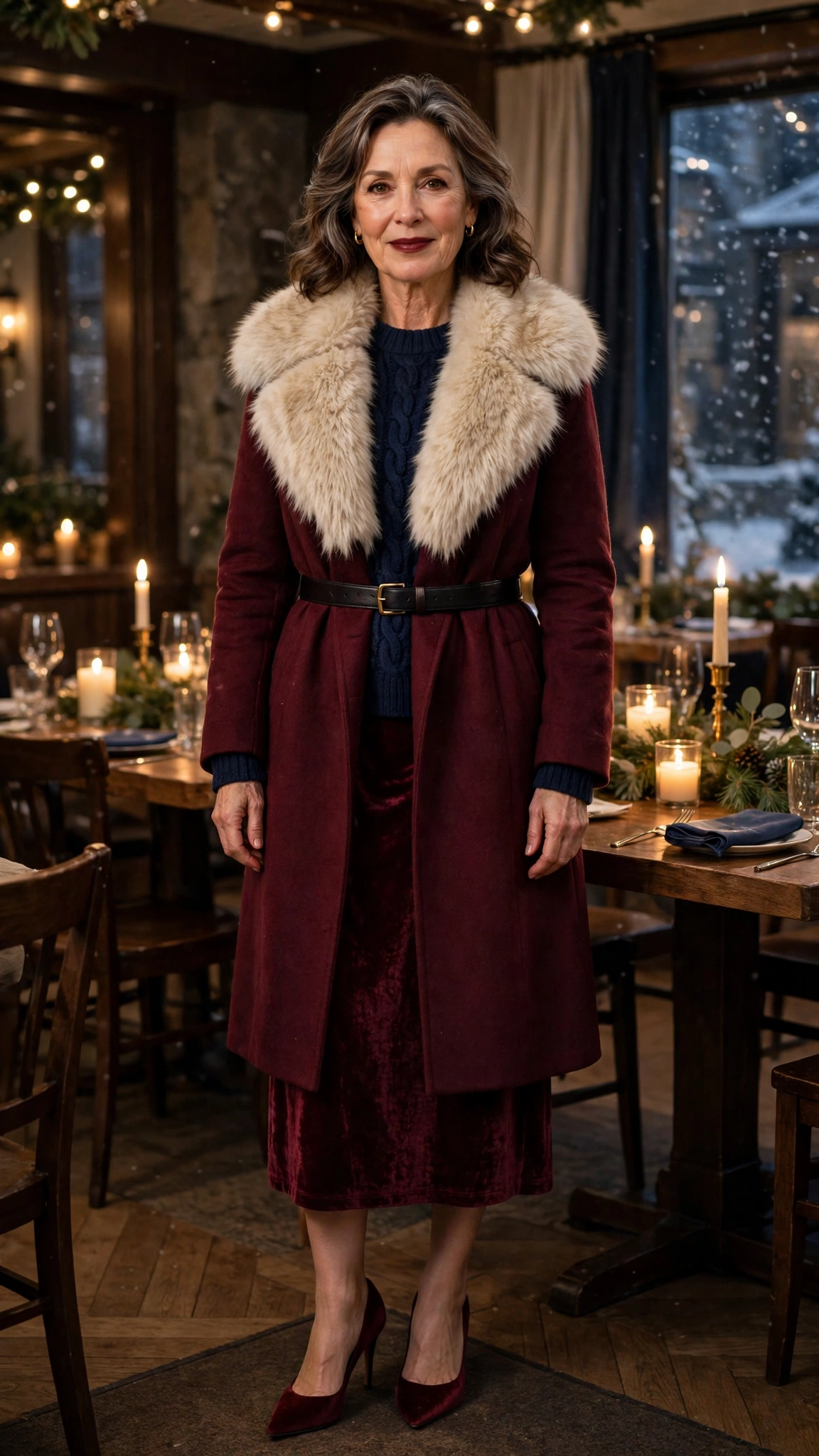 20 Women over 50 faux fur collar coat outfits for evening events That Are Chic, Warm and Elegant - idea 6