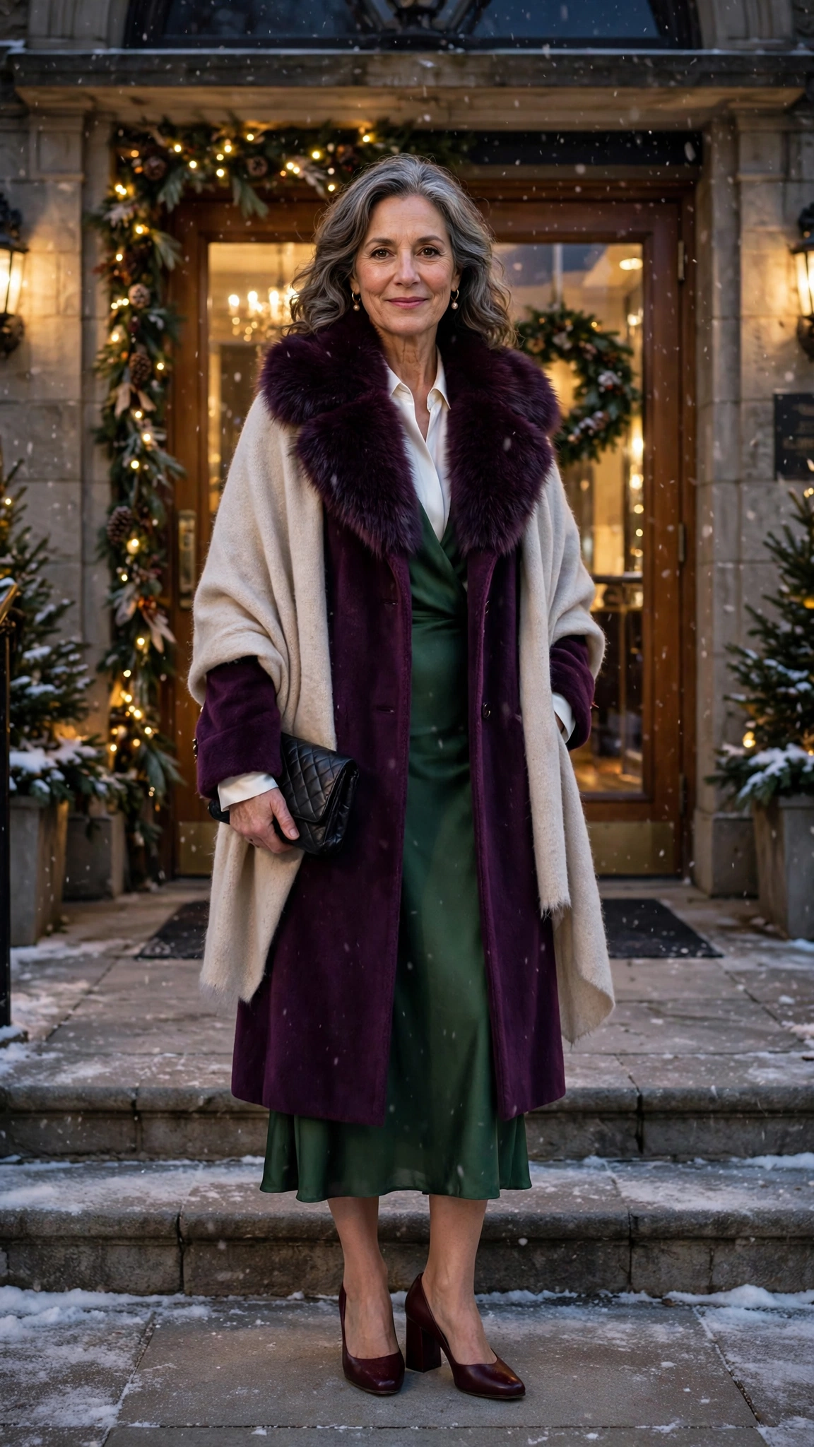 20 Women over 50 faux fur collar coat outfits for evening events That Are Chic, Warm and Elegant - idea 7