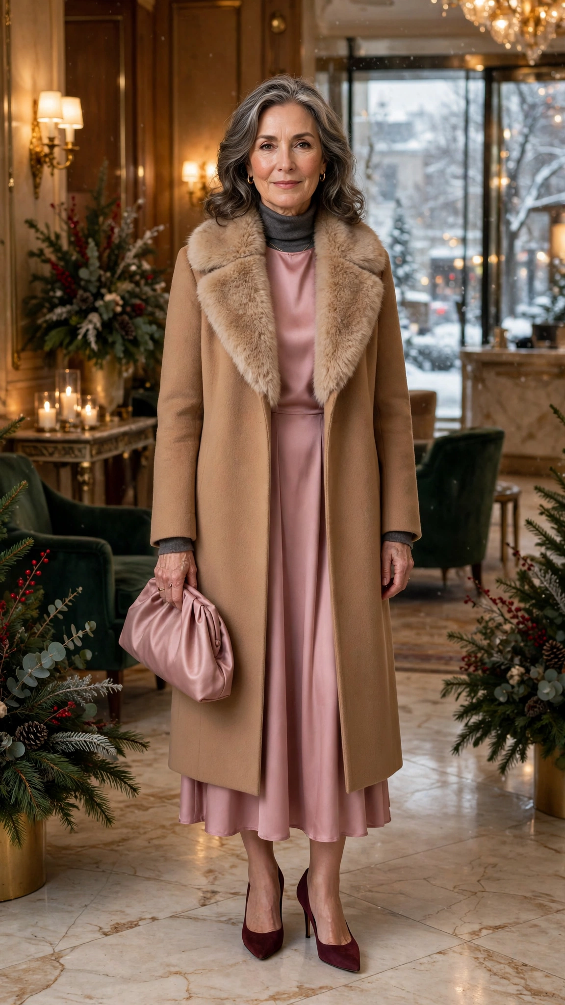 20 Women over 50 faux fur collar coat outfits for evening events That Are Chic, Warm and Elegant - idea 9