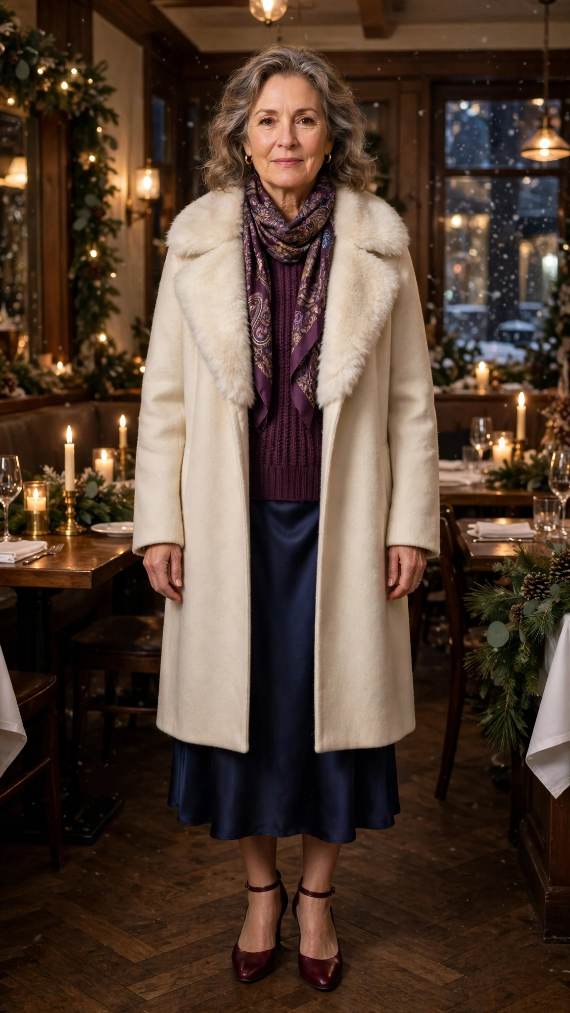 20 Women over 50 faux fur collar coat outfits for evening events That Are Chic, Warm and Elegant - idea 12