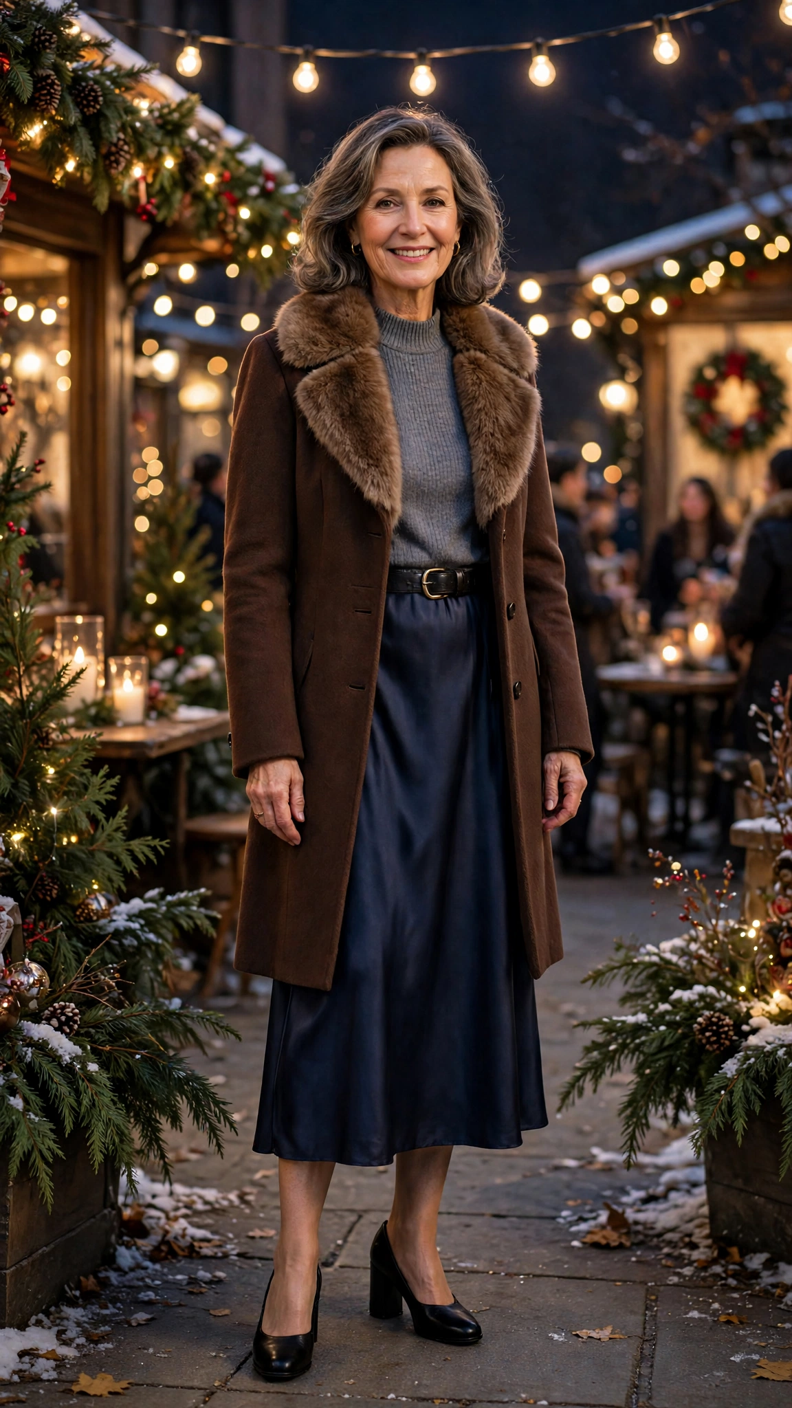 20 Women over 50 faux fur collar coat outfits for evening events That Are Chic, Warm and Elegant - idea 16