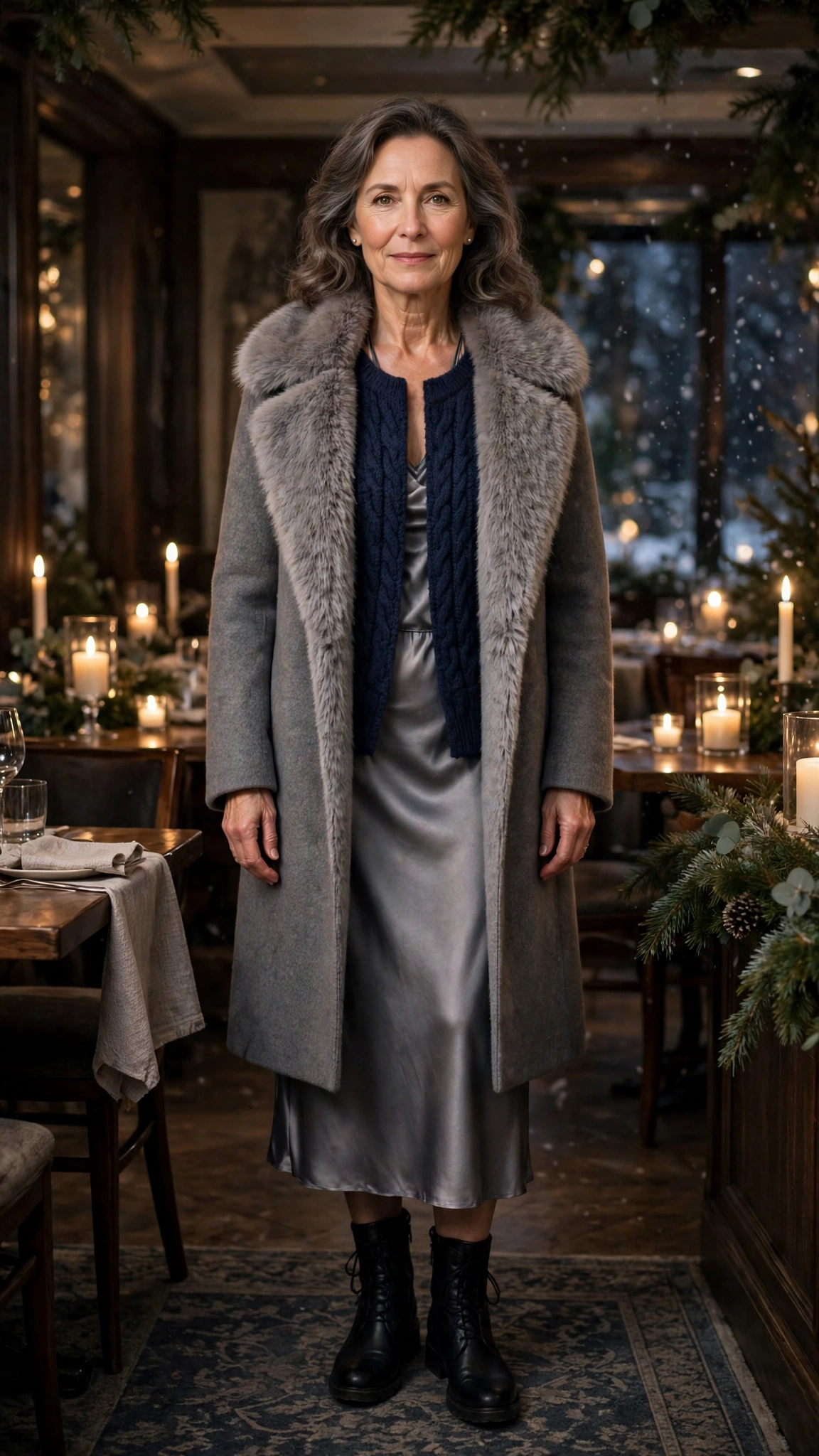 20 Women over 50 faux fur collar coat outfits for evening events That Are Chic, Warm and Elegant - idea 18