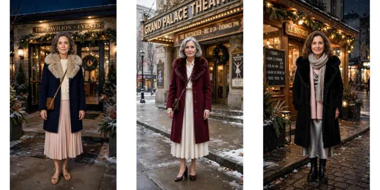 20 Women over 50 faux fur collar coat outfits for evening events That Are Chic, Warm and Elegant featured