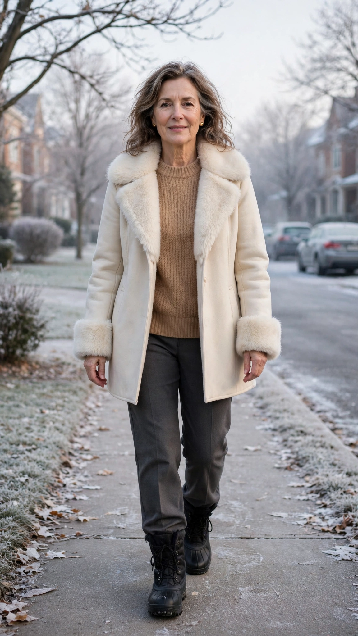 22 Women over 50 faux fur trimmed coat outfits for cold walks That Are Chic, Warm and Elegant - idea 3