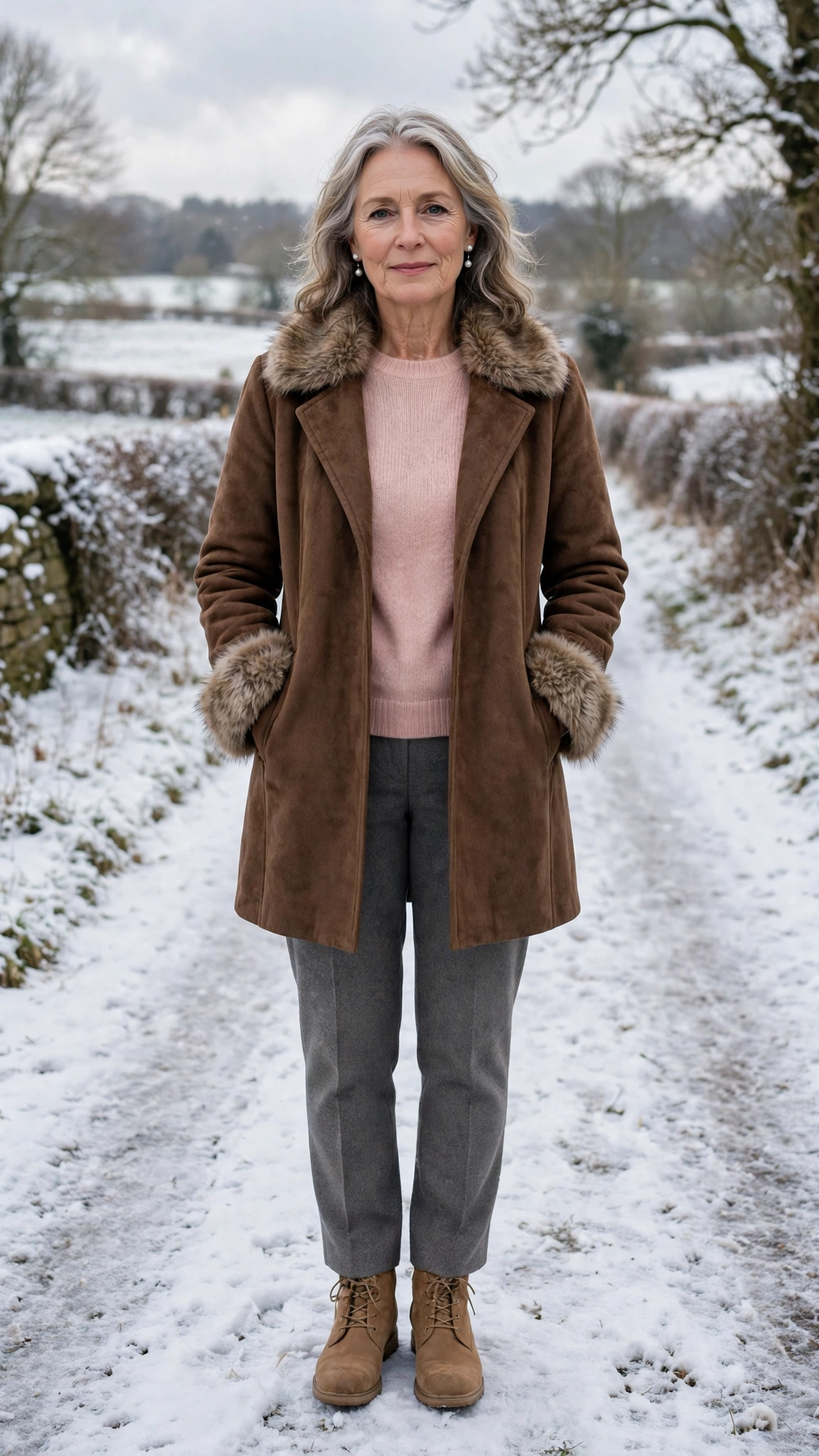 22 Women over 50 faux fur trimmed coat outfits for cold walks That Are Chic, Warm and Elegant - idea 8