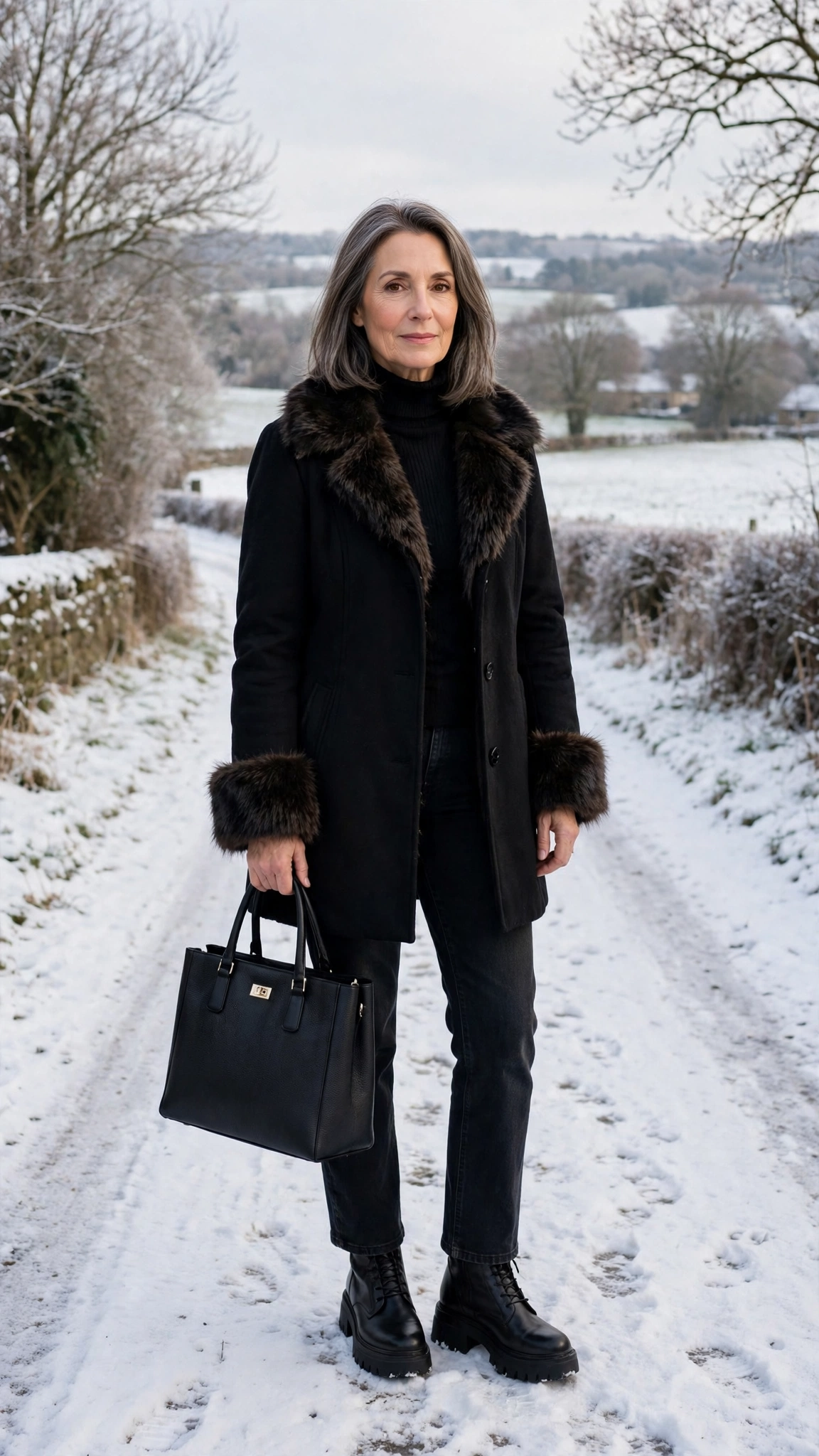 22 Women over 50 faux fur trimmed coat outfits for cold walks That Are Chic, Warm and Elegant - idea 14