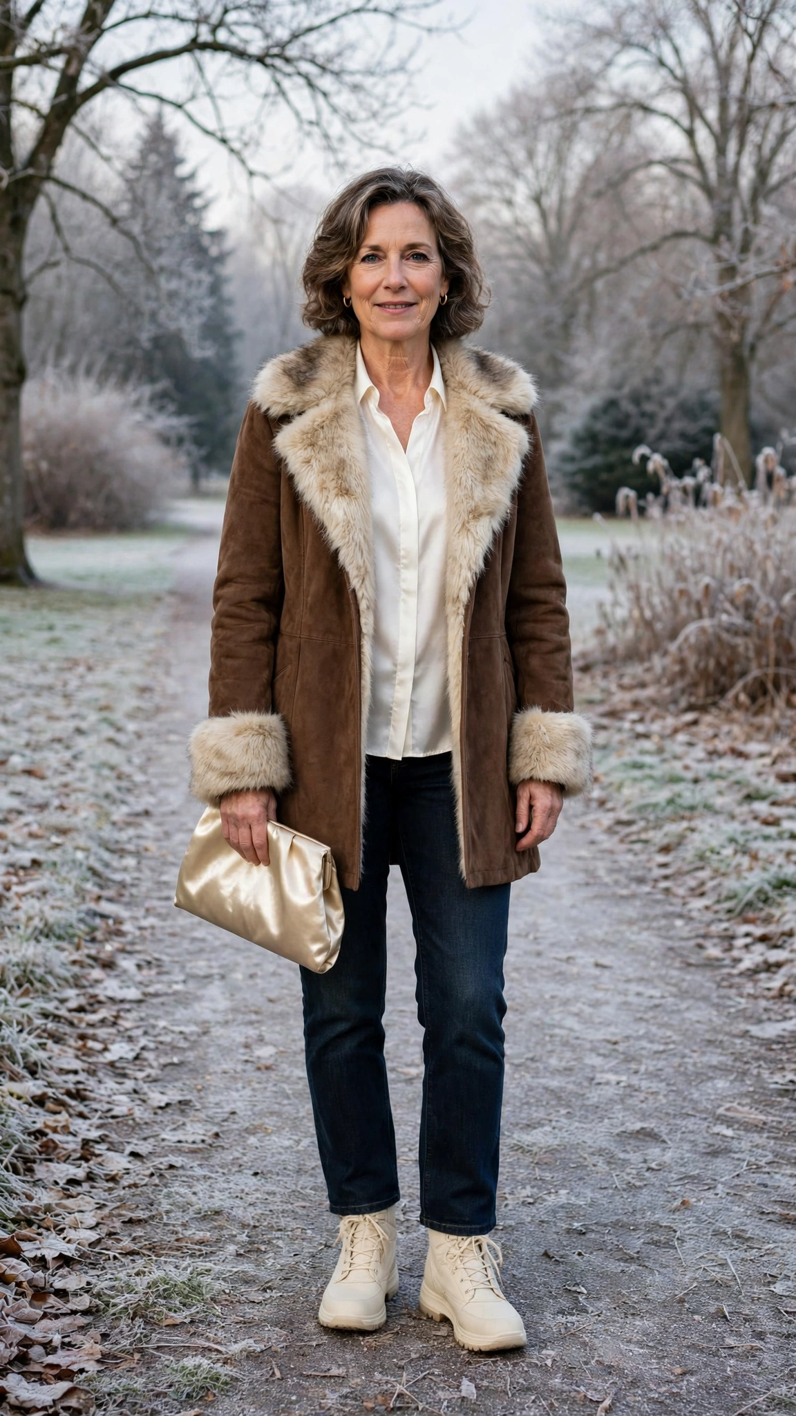22 Women over 50 faux fur trimmed coat outfits for cold walks That Are Chic, Warm and Elegant - idea 19