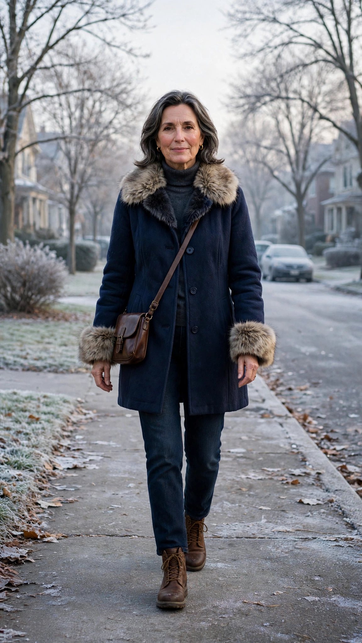 22 Women over 50 faux fur trimmed coat outfits for cold walks That Are Chic, Warm and Elegant - idea 21
