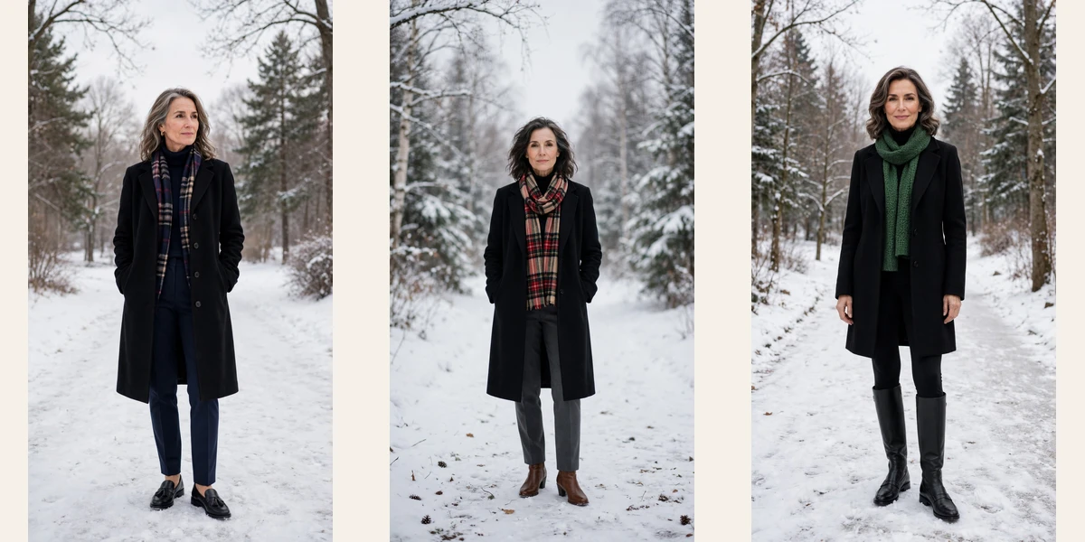 40 Women over 50 scarf and coat layering outfits for snowy walks That Are Chic, Warm and Elegant