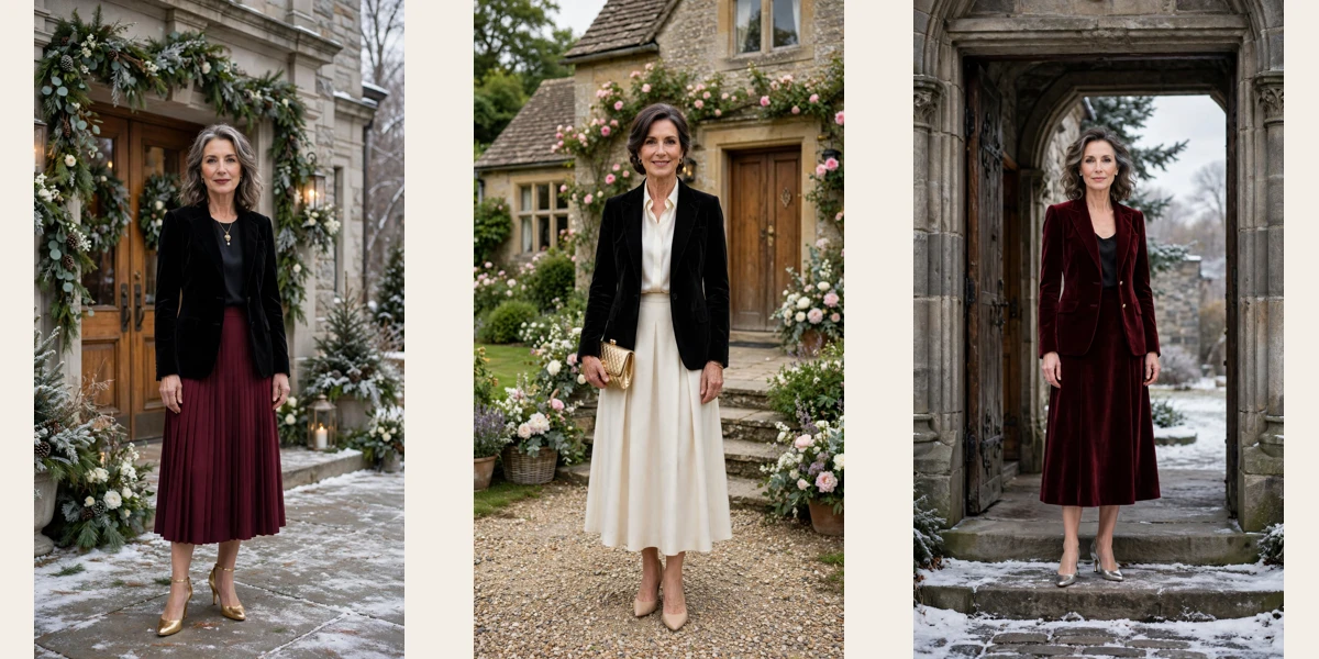 38 Women Over 50 Velvet Blazer Outfits for Winter Weddings That Are Chic, Warm and Elegant