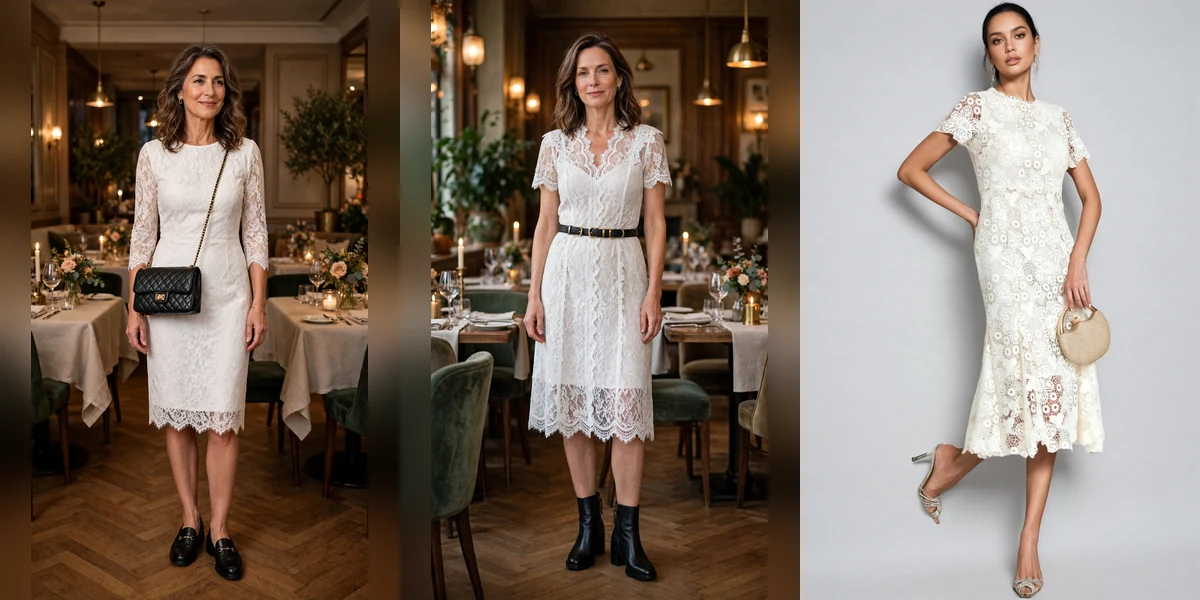 30 Women Over 50 White Lace Dress Outfits for Late Winter Parties That Are Chic, Romantic and Easy to Wear