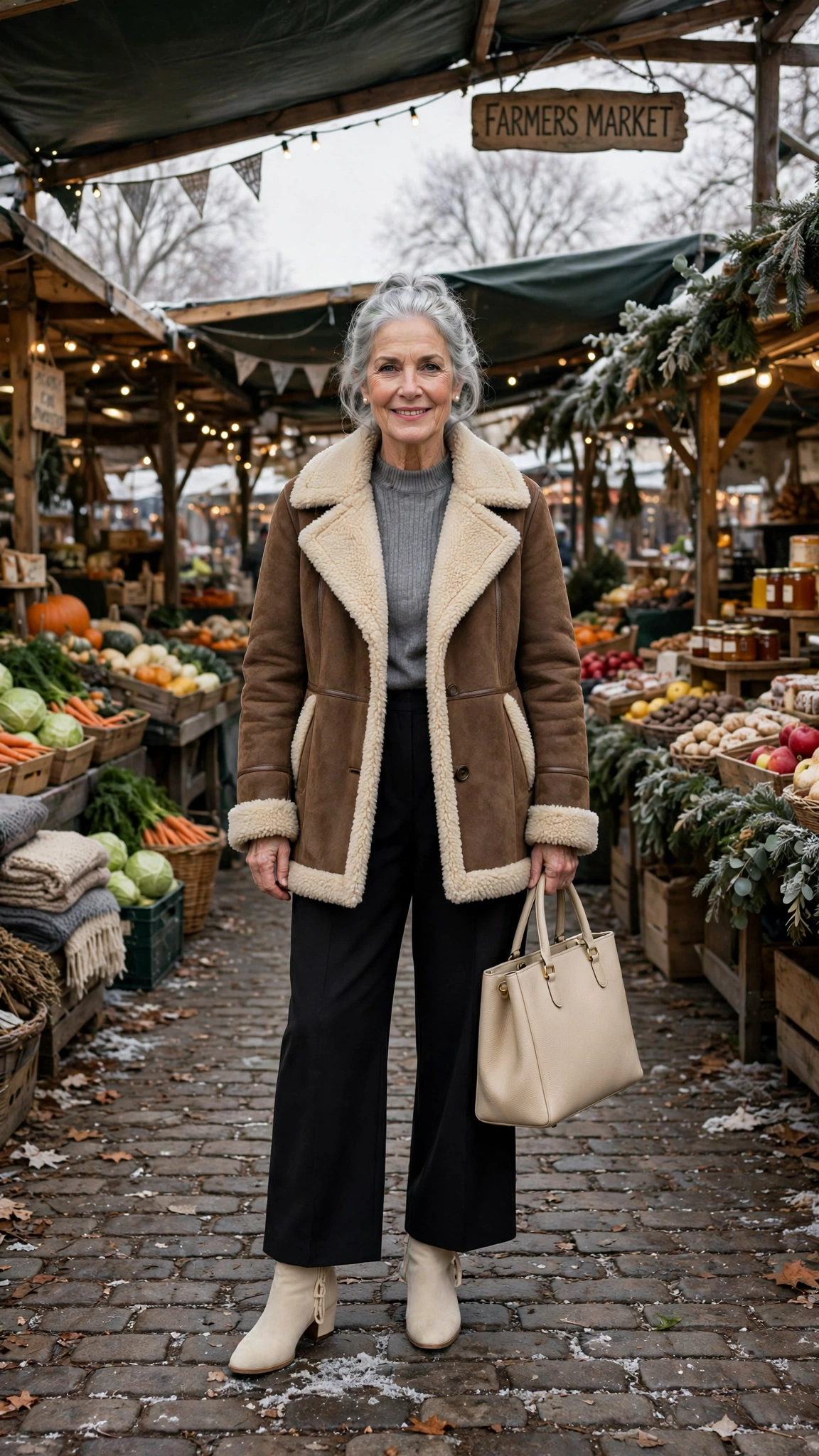 33 Women over 60 brown shearling coat outfits for weekend errands That Are Chic, Warm and Elegant 5 33 Women over 60 brown shearling coat outfits for weekend errands That Are Chic, Warm and Elegant - idea 4