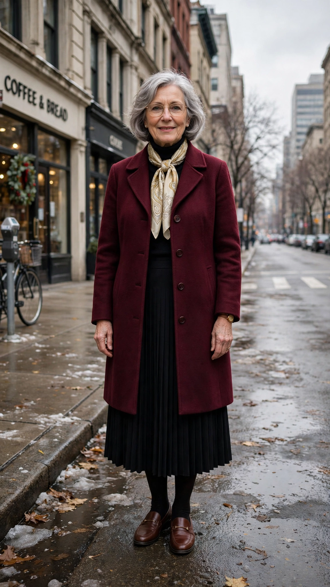 18 Women over 60 burgundy coat outfits for winter office days That Are Chic, Warm and Elegant - idea 2