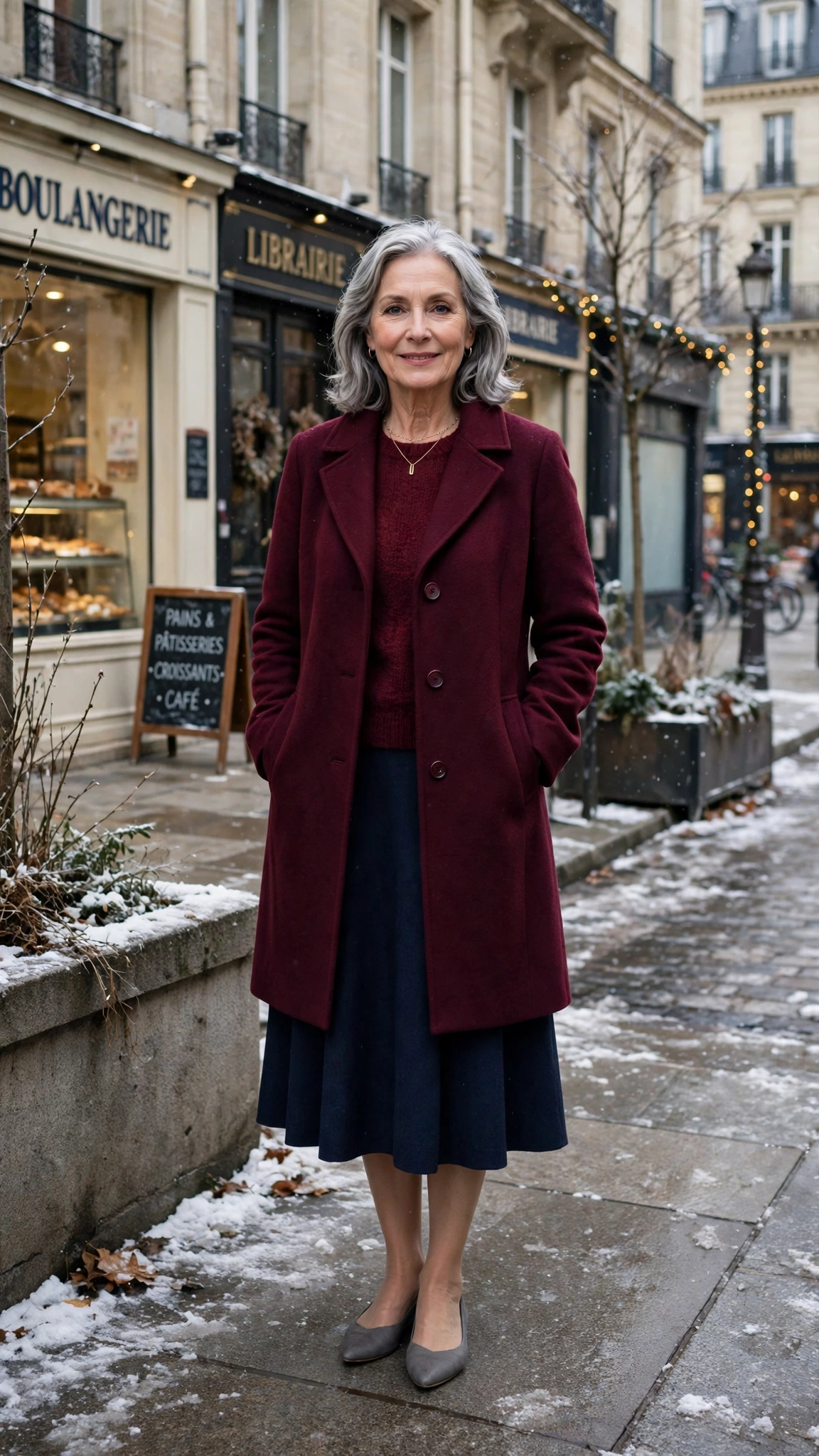 18 Women over 60 burgundy coat outfits for winter office days That Are Chic, Warm and Elegant - idea 5